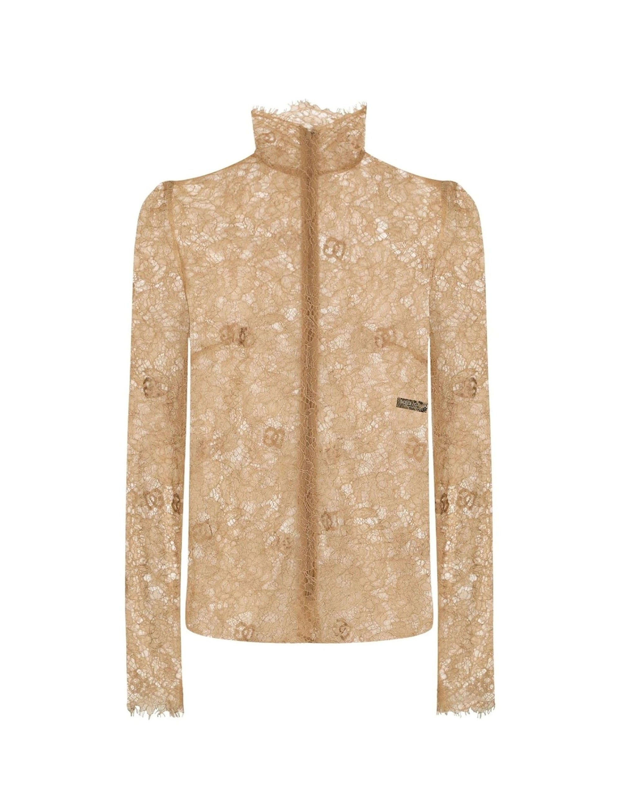 Dolce & Gabbana Lace Long Sleeve High Neck Top