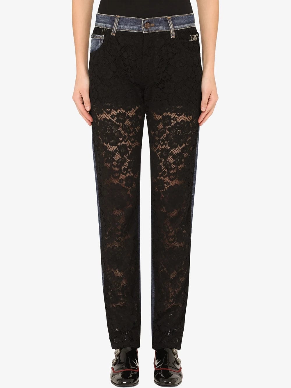 Dolce & Gabbana lace-panel boyfriend jeans