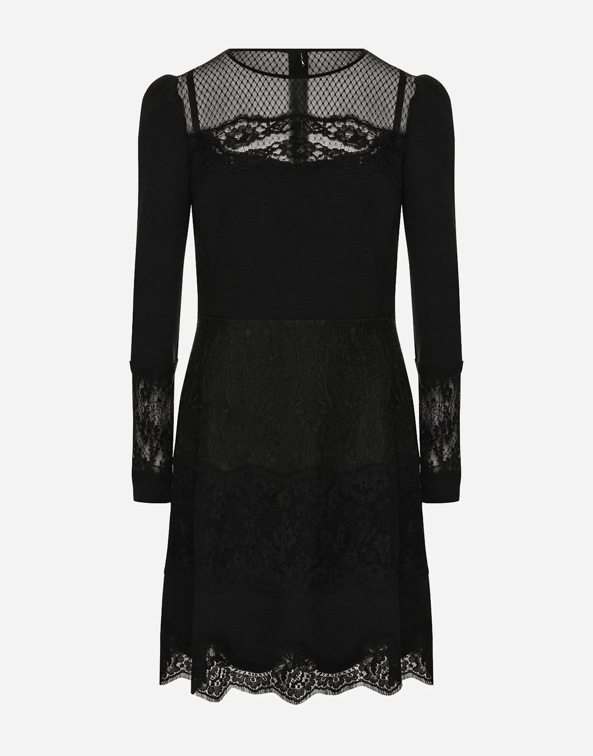 Dolce & Gabbana Lace-Panel Long-Sleeve Mini Dress