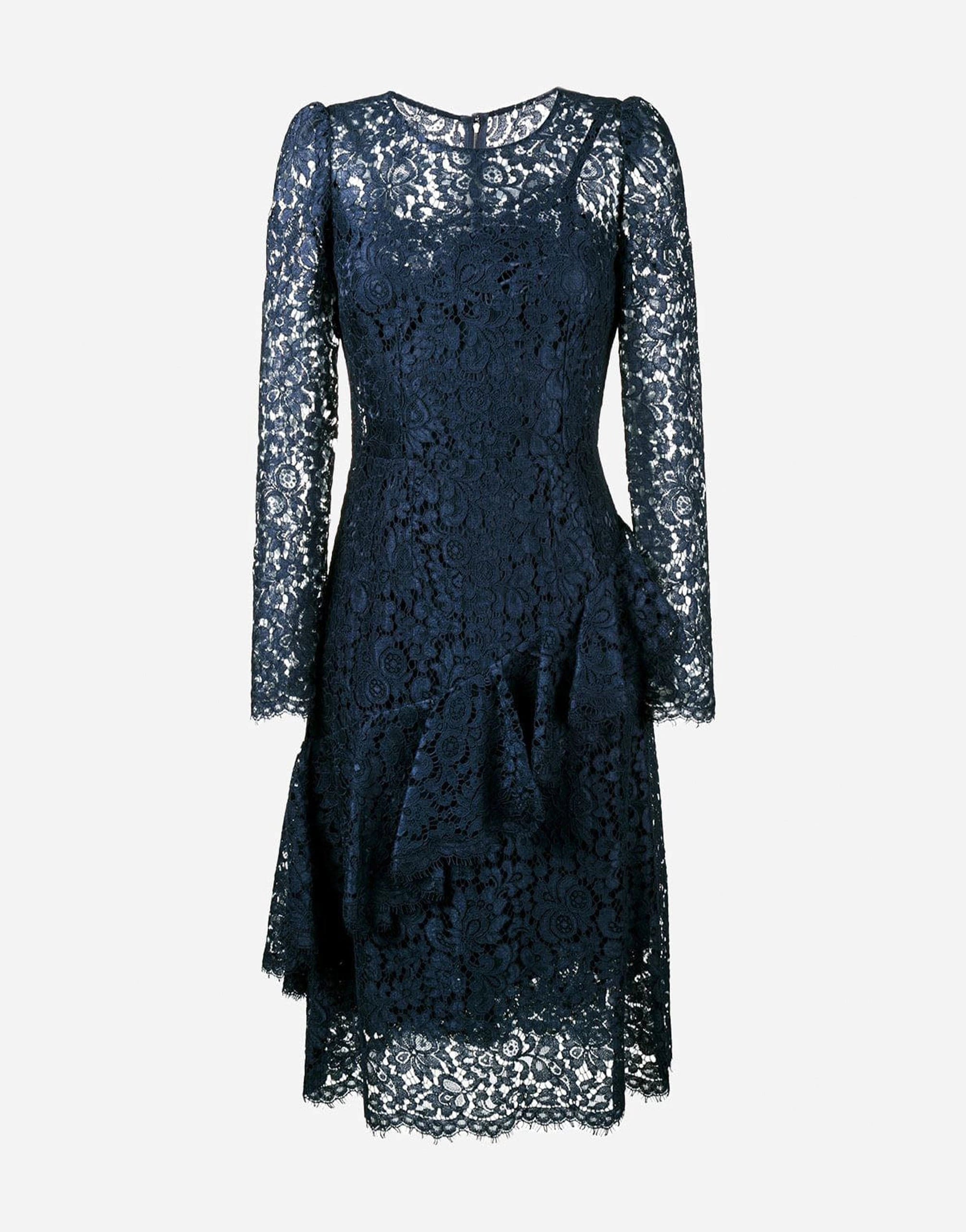 Dolce & Gabbana Lace Ruffle Midi Dress