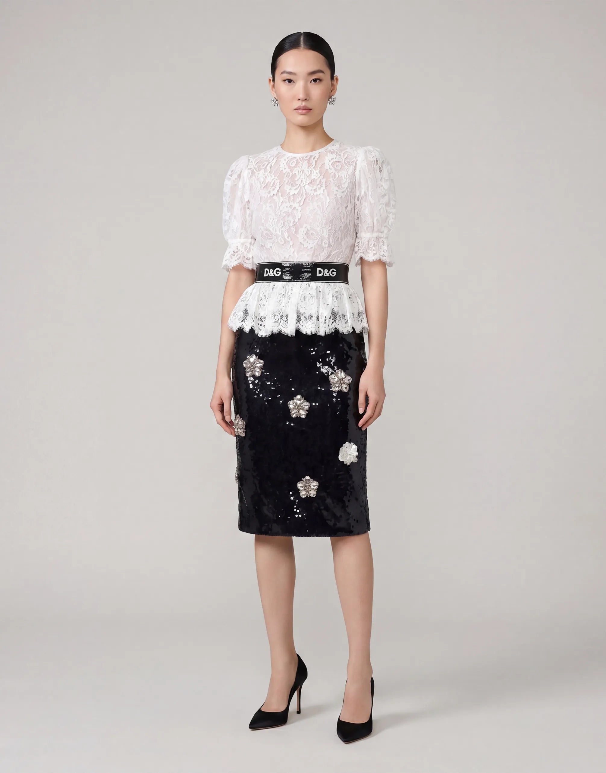 Dolce & Gabbana Lace & Sequin Embellished Midi Dress - alternate view