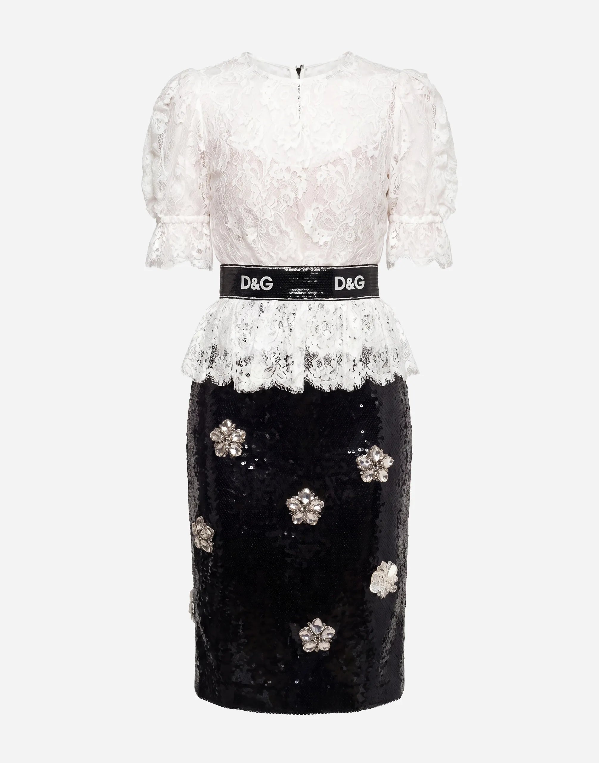 Dolce & Gabbana Lace & Sequin Embellished Midi Dress