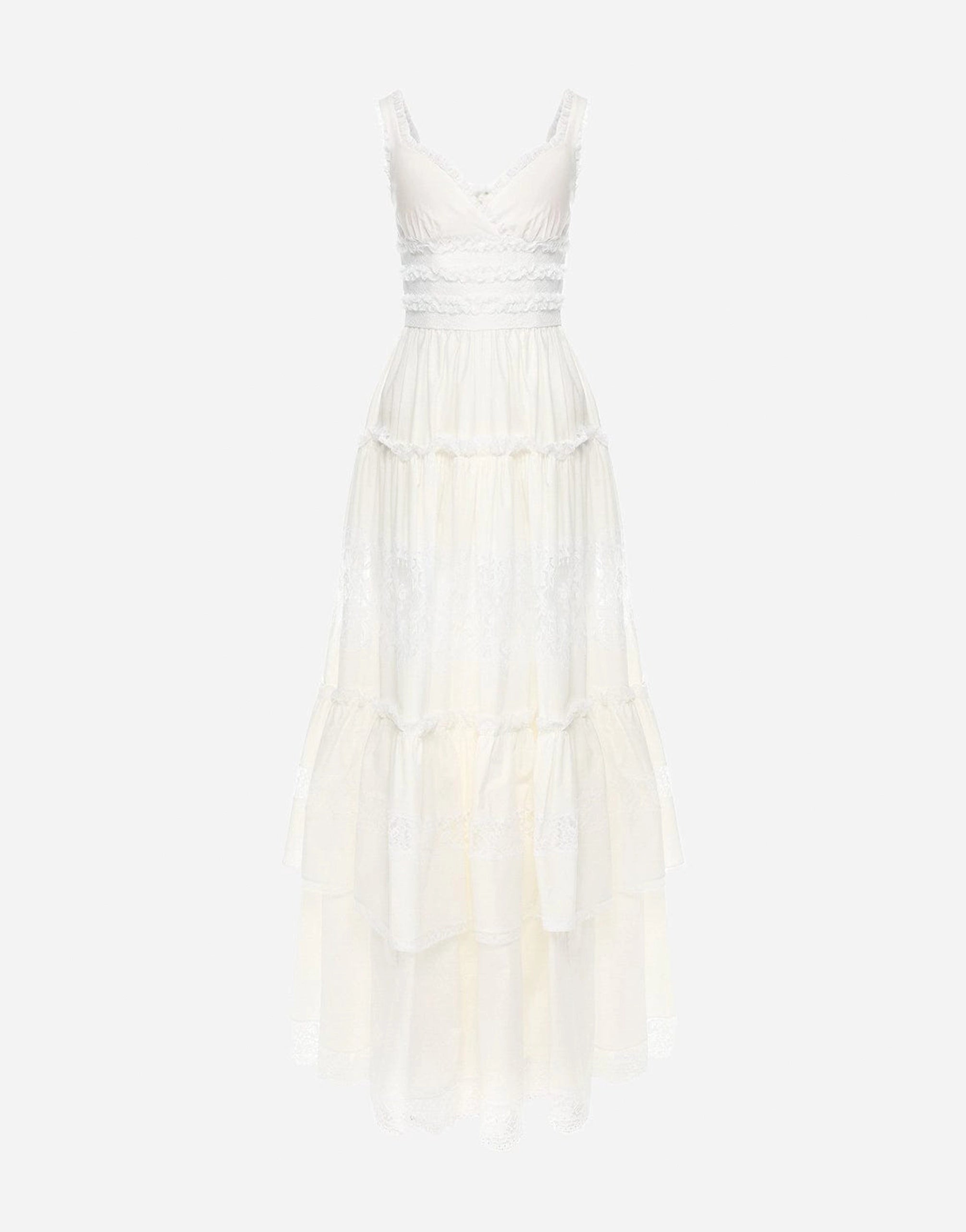 D&G Dolce & Gabban ホワイトレースドレス Dolce & Gabbana Lace Trim Maxi Dress | Sendegaro