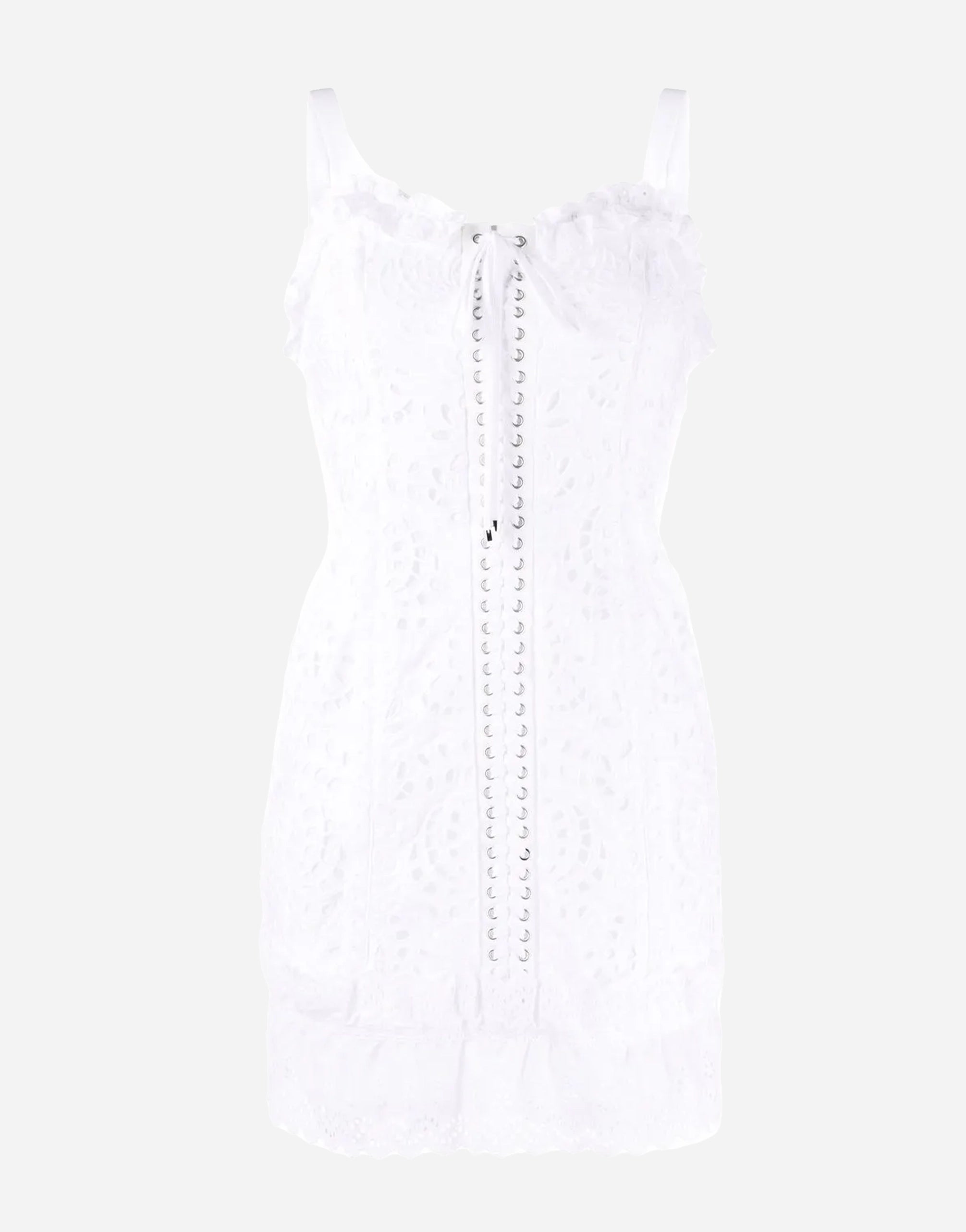 Dolce & Gabbana Lace-Up Floral Lace Mini Dress