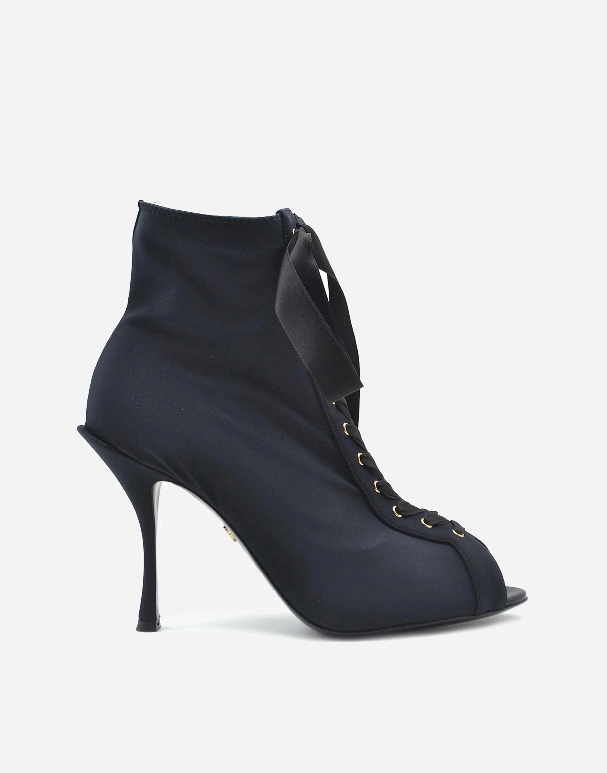 Dolce & Gabbana Lace-Up Peep Toe Ankle Boots
