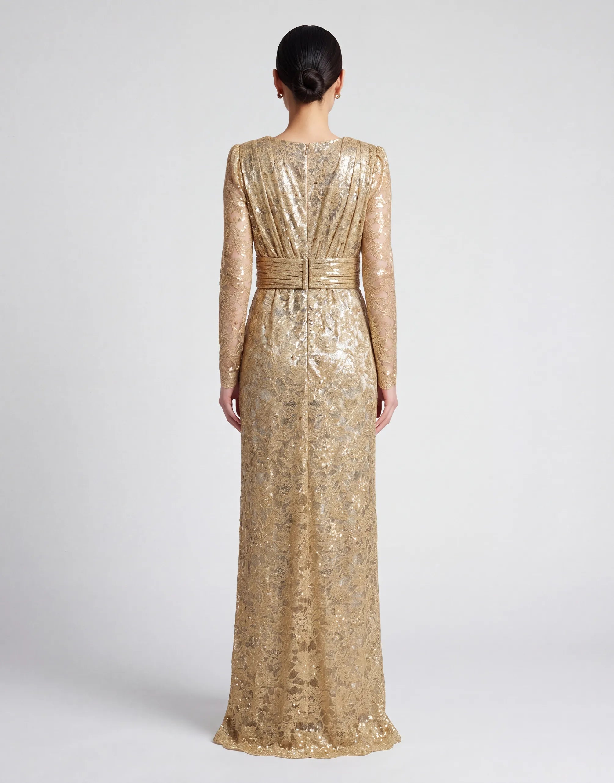 Dolce & Gabbana Lace V-Neck Long Sleeve Maxi Dress