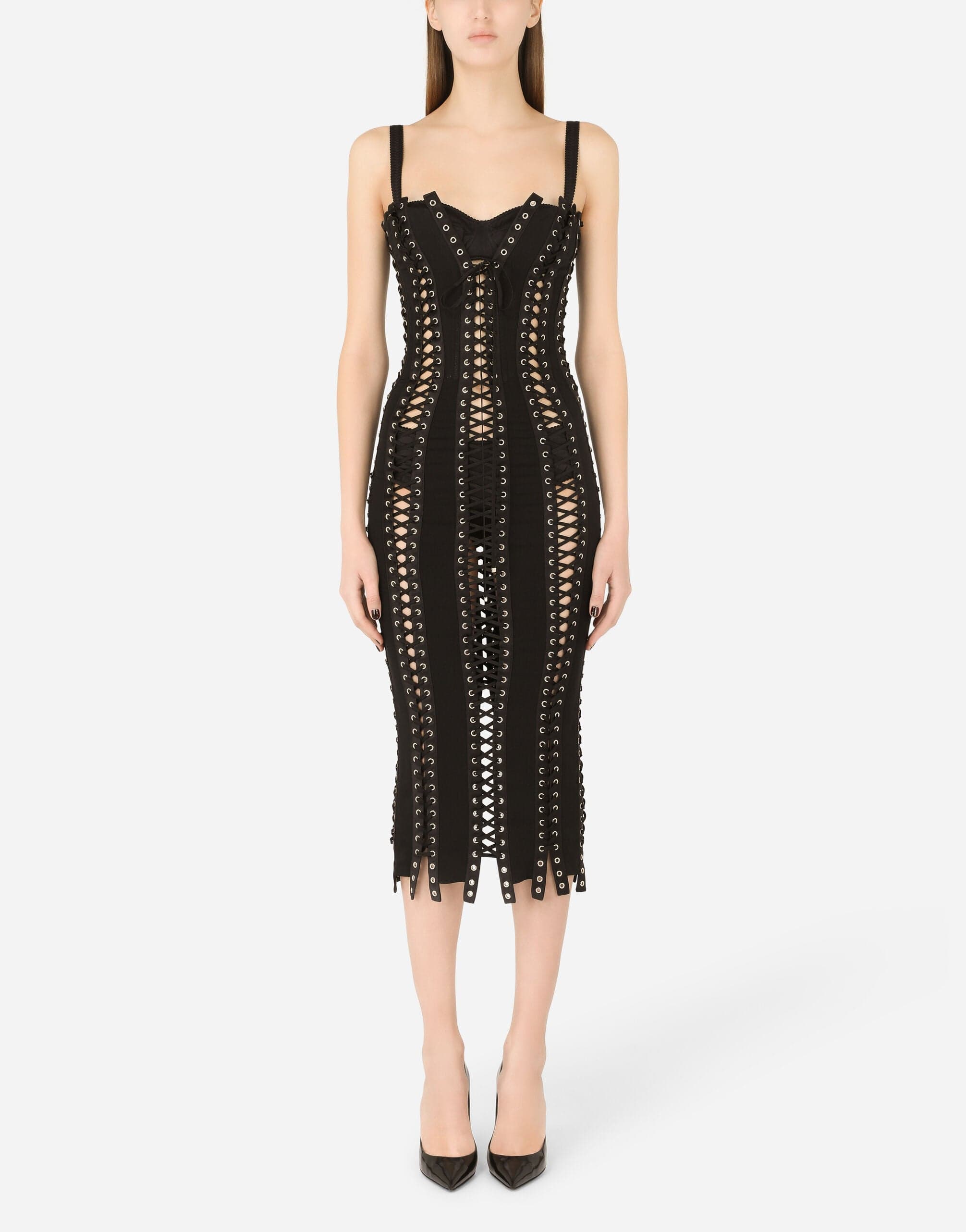 Dolce & Gabbana Laces And Eyelets Charmeuse Dress