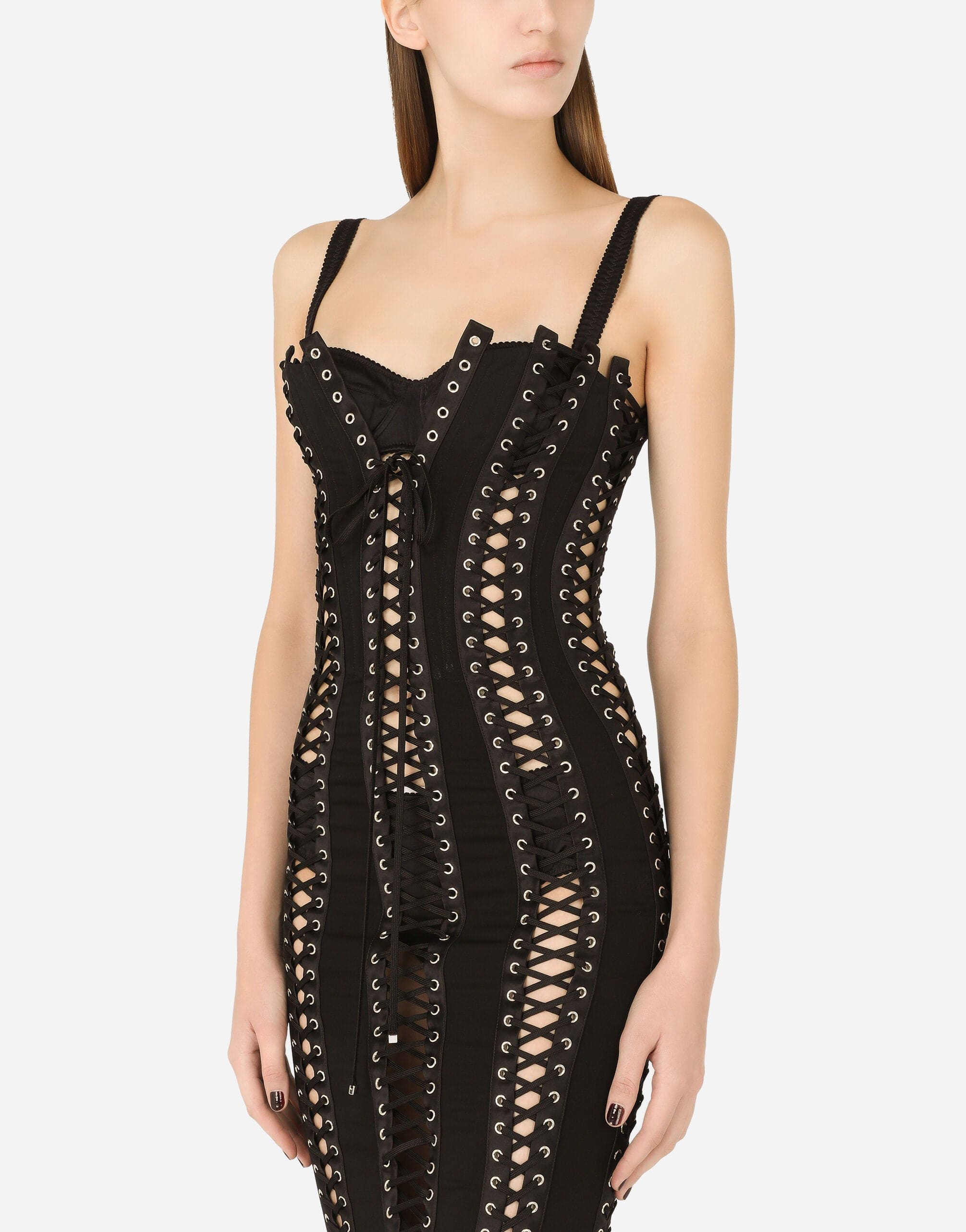 Dolce & Gabbana Laces And Eyelets Charmeuse Dress