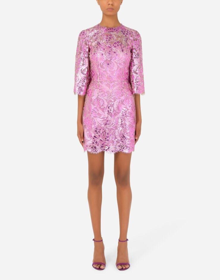 Dolce & Gabbana Laminated-Lace Mini Dress