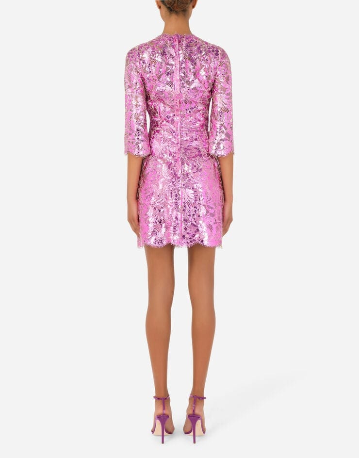 Dolce & Gabbana Laminated-Lace Mini Dress
