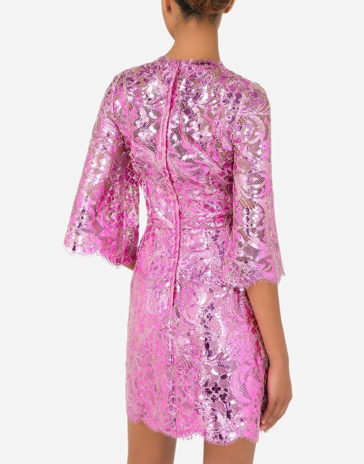 Dolce & Gabbana Laminated-Lace Mini Dress