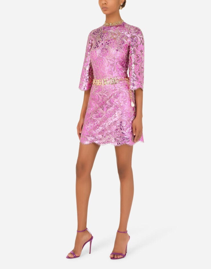 Dolce & Gabbana Laminated-Lace Mini Dress