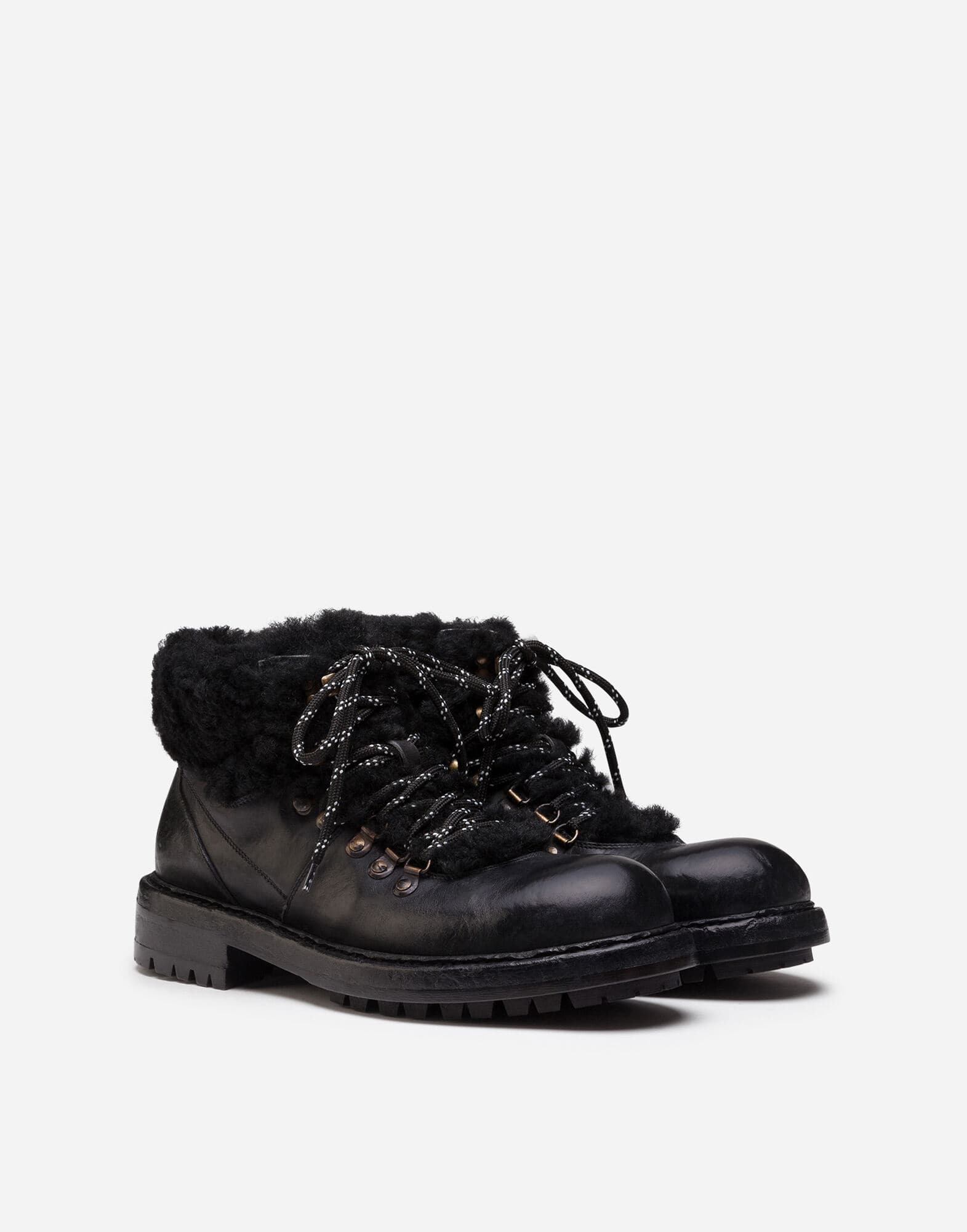 Dolce & Gabbana Dolce & Gabbana Leather And Merino Wool Hiking Boots