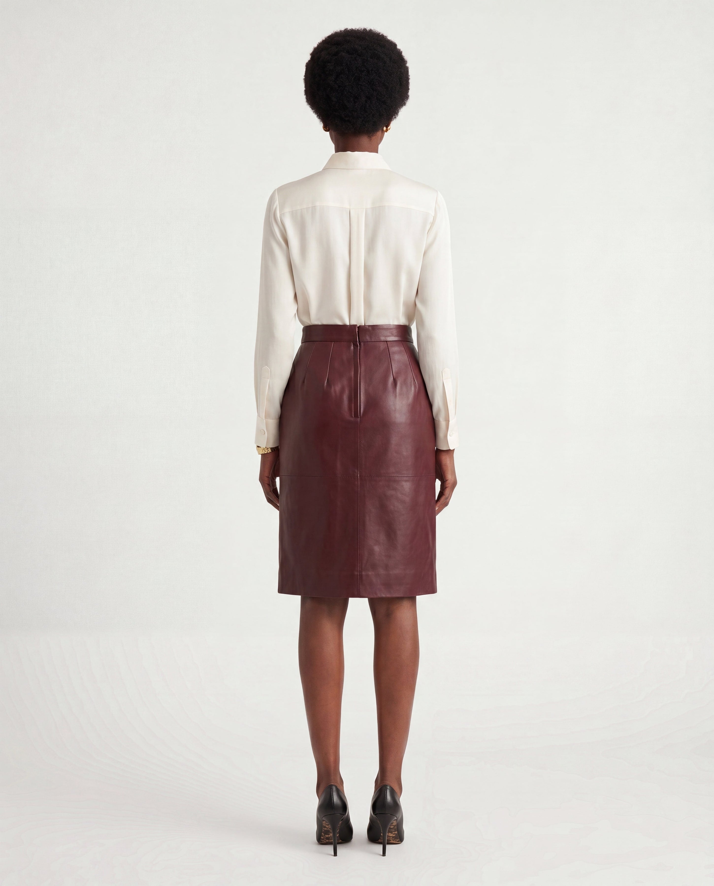 Jupe midi crayon en cuir Dolce & Gabbana