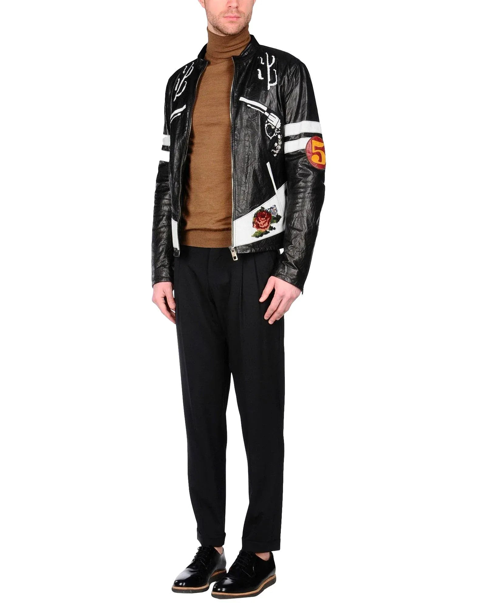 Dolce & Gabbana Leather Revolver & Rose Embroidered Biker Jacket - alternate view