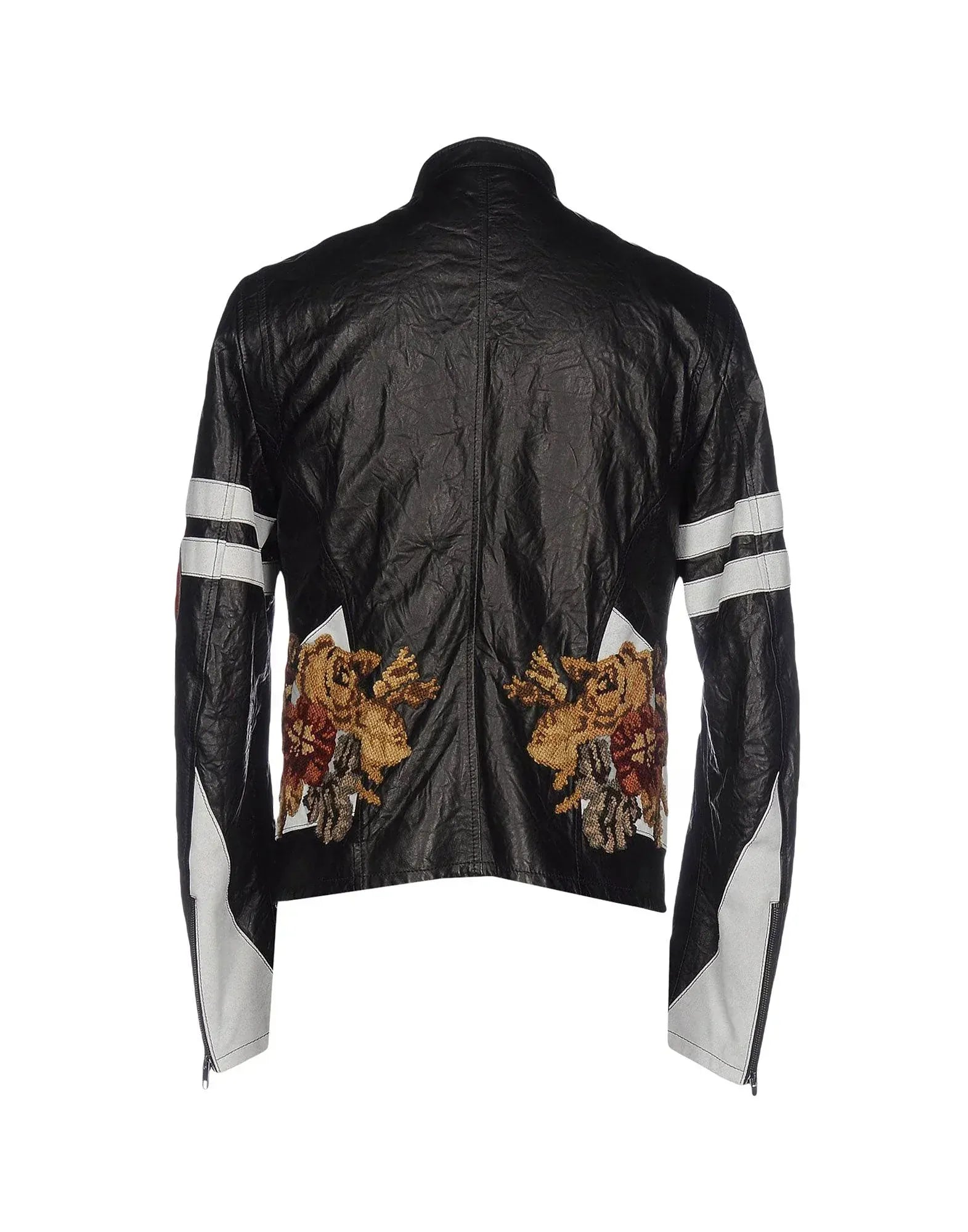 Dolce & Gabbana Leather Revolver & Rose Embroidered Biker Jacket