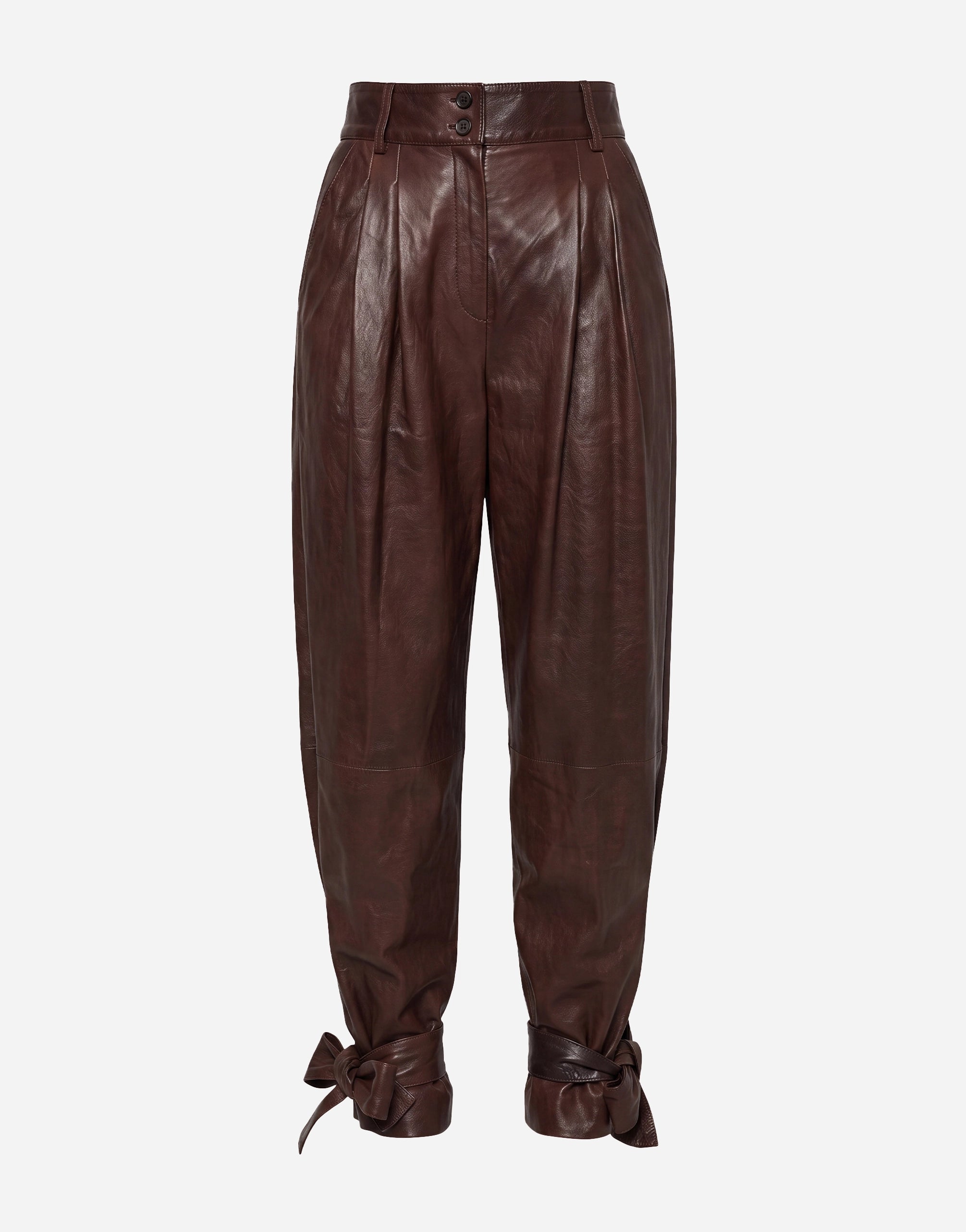 Calça de couro com amarração no tornozelo Dolce & Gabbana
