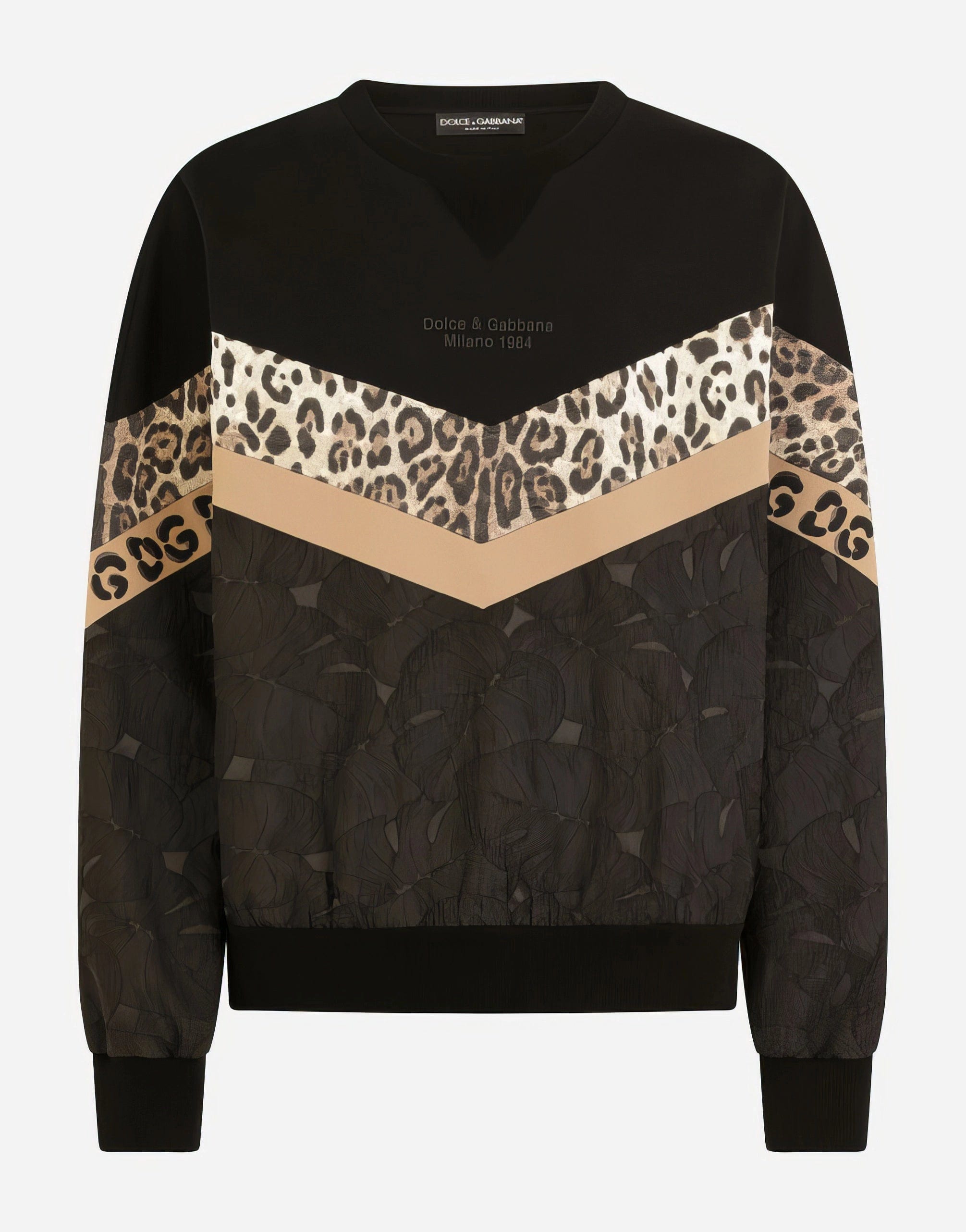 Dolce & Gabbana Leopard Inlay Mixed-Fabric Sweatshirt