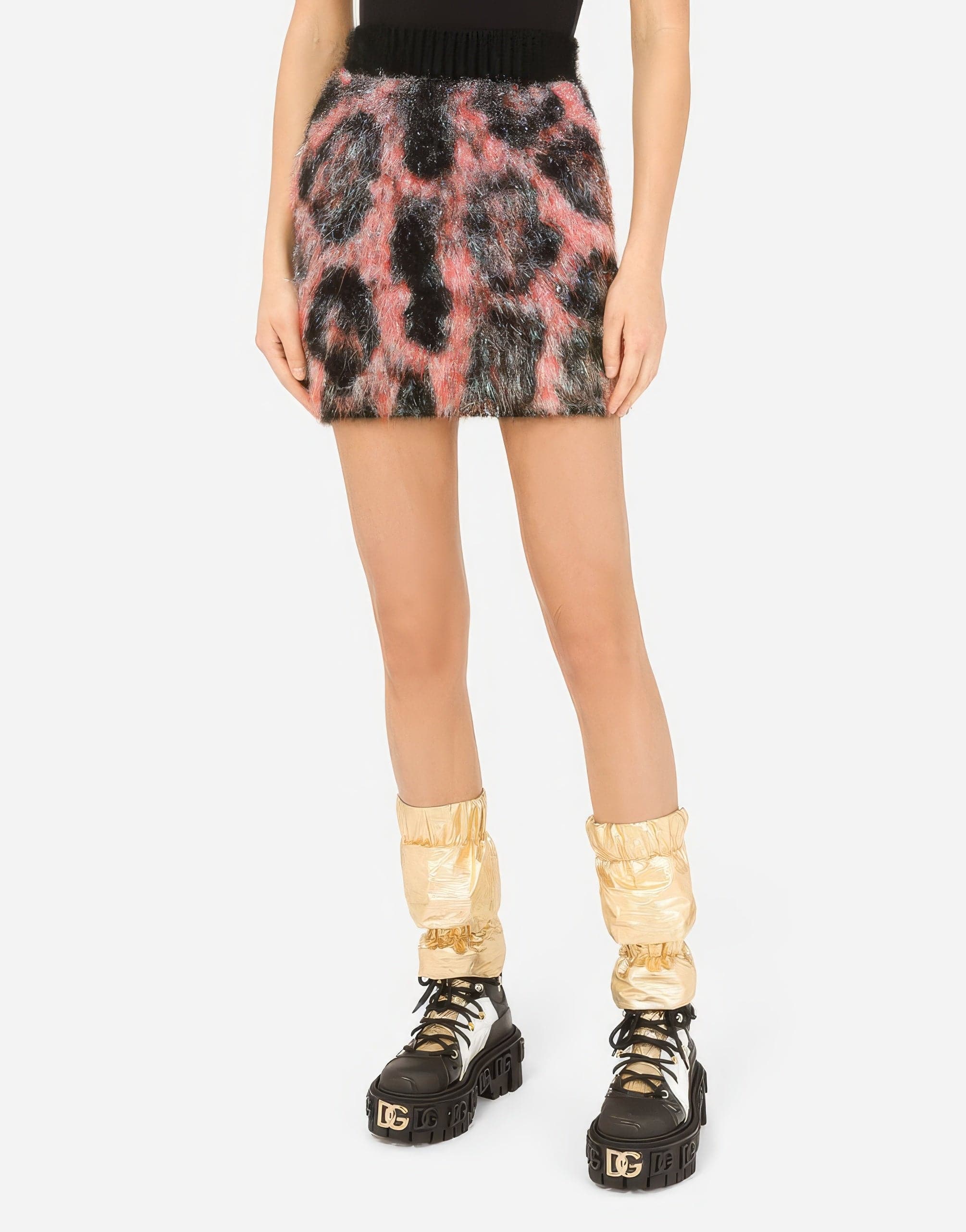Dolce & Gabbana Leopard Jacquard Knit Miniskirt