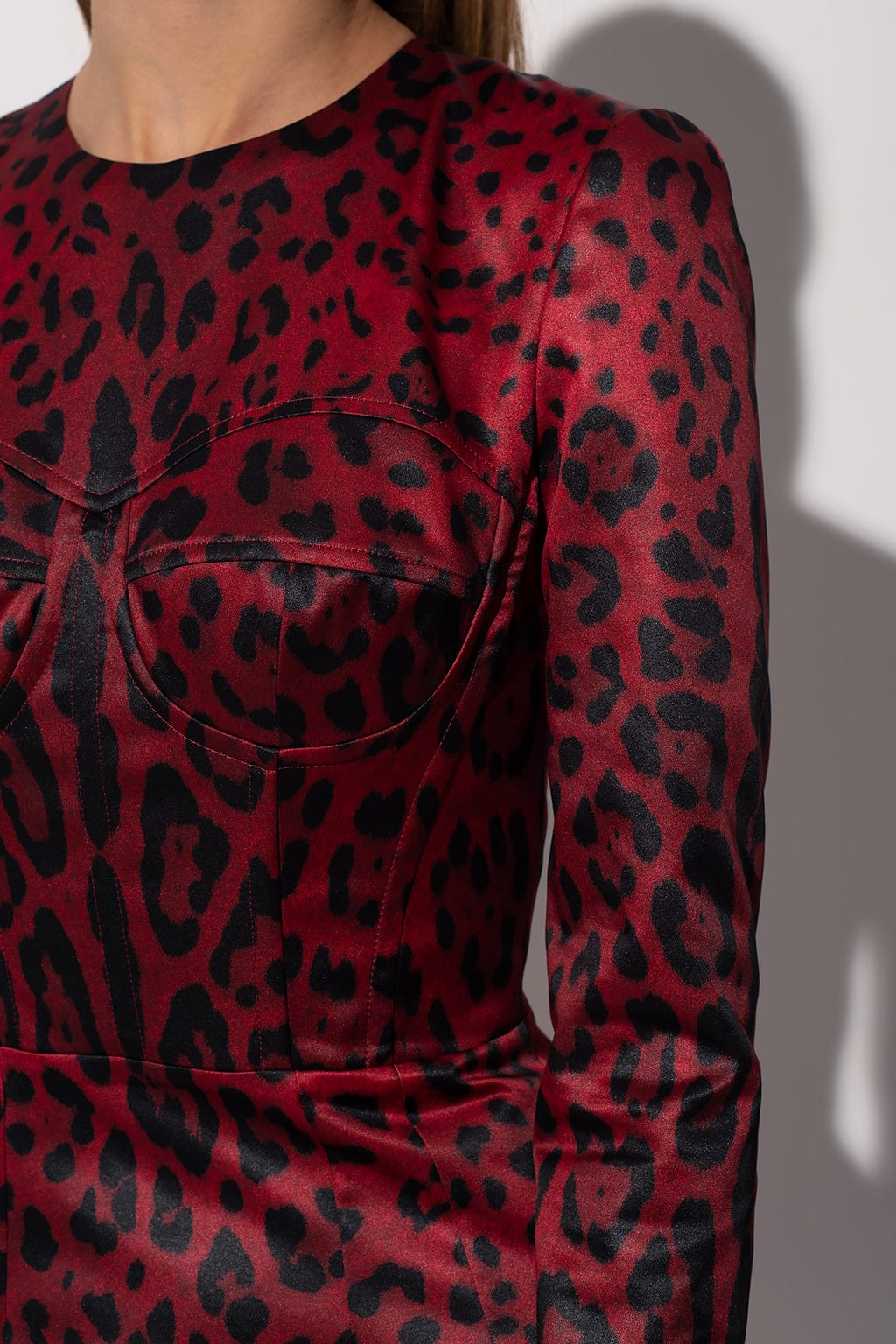 Dolce & Gabbana Leopard Print Calf-Length Bustier Dress