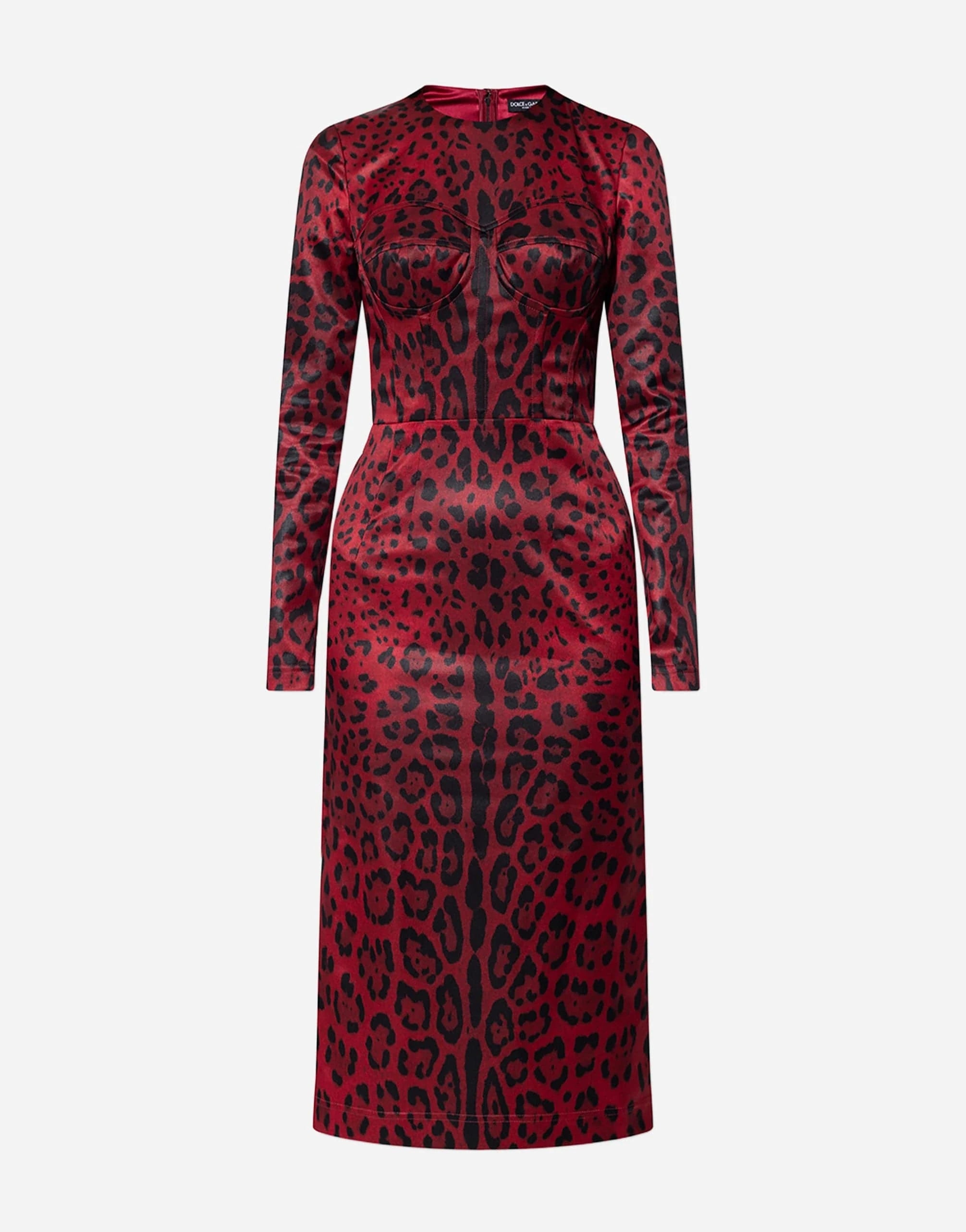 Dolce & Gabbana Leopard Print Calf-Length Bustier Dress