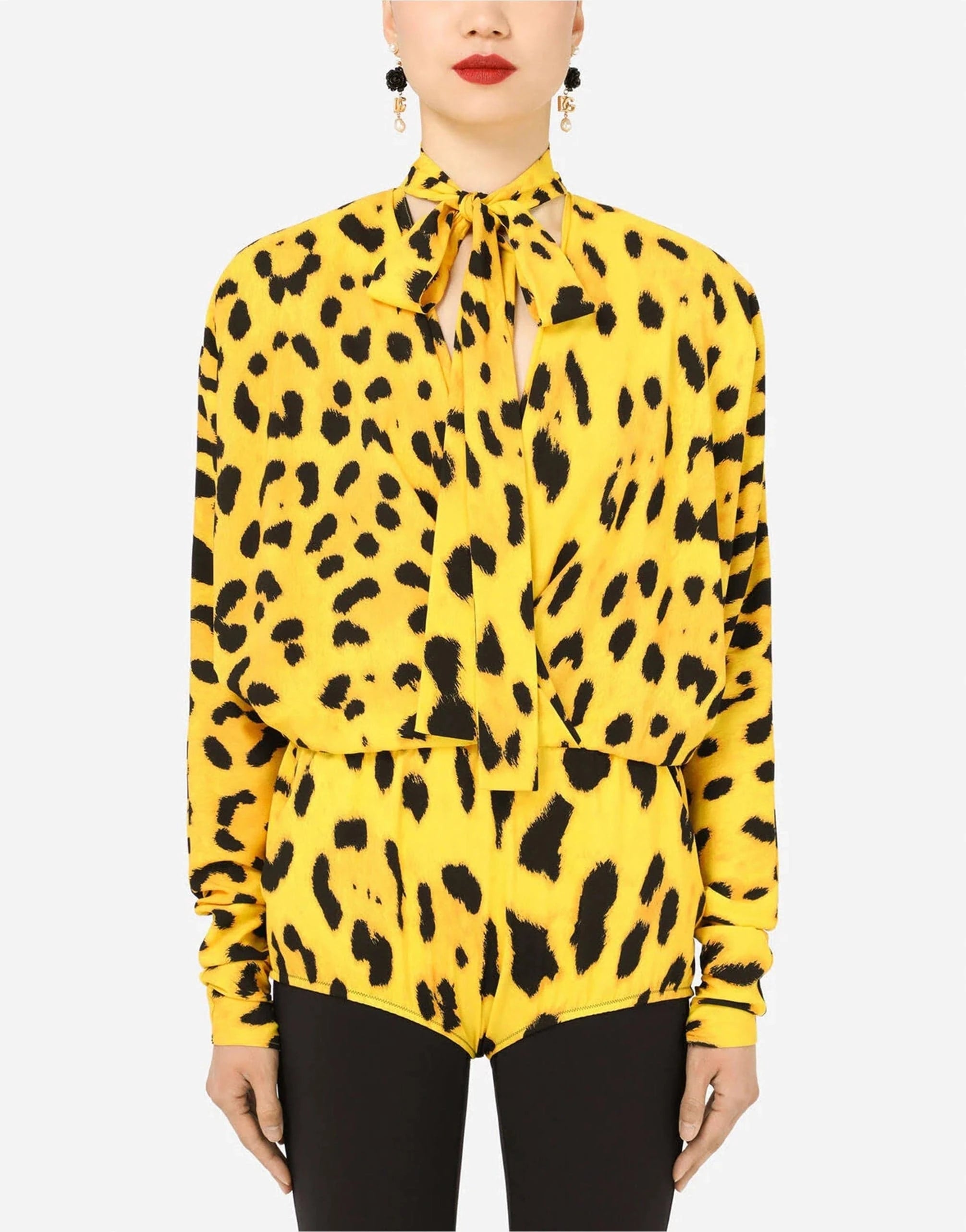 Dolce & Gabbana Leopard-Print Charmeuse Bodysuit