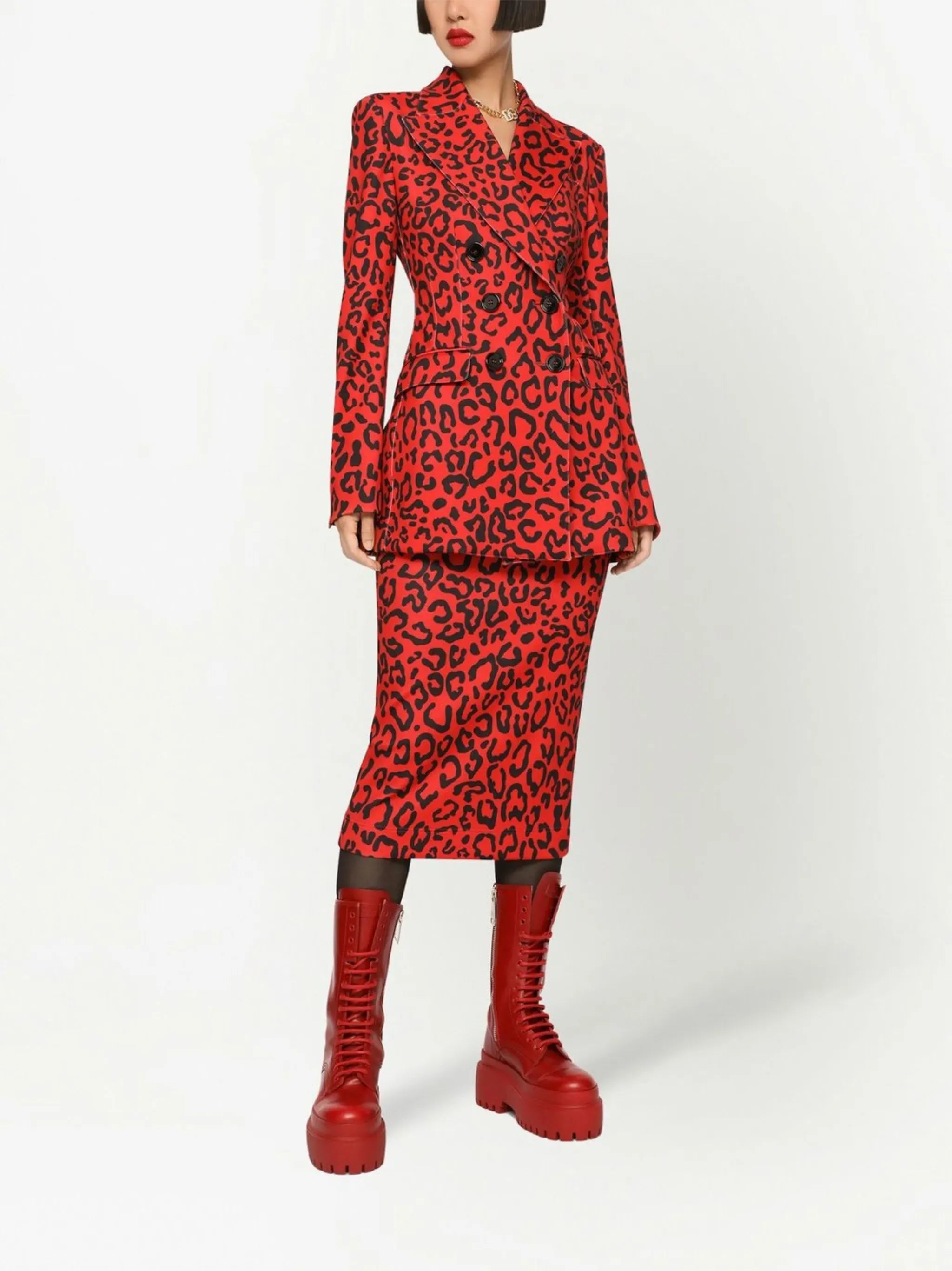 Dolce & Gabbana Leopard-Print Double-Breasted Blazer