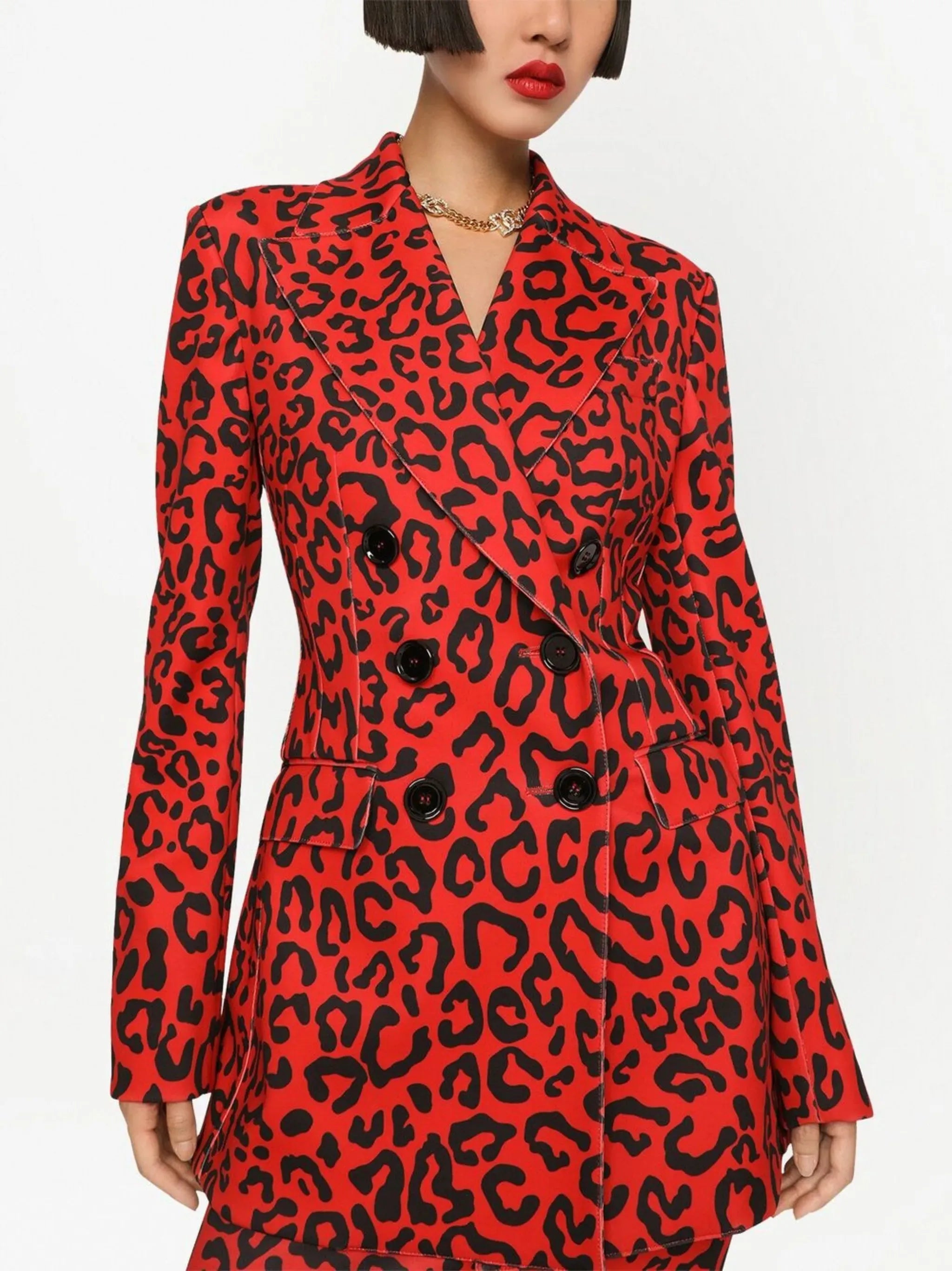 Dolce & Gabbana Leopard-Print Double-Breasted Blazer