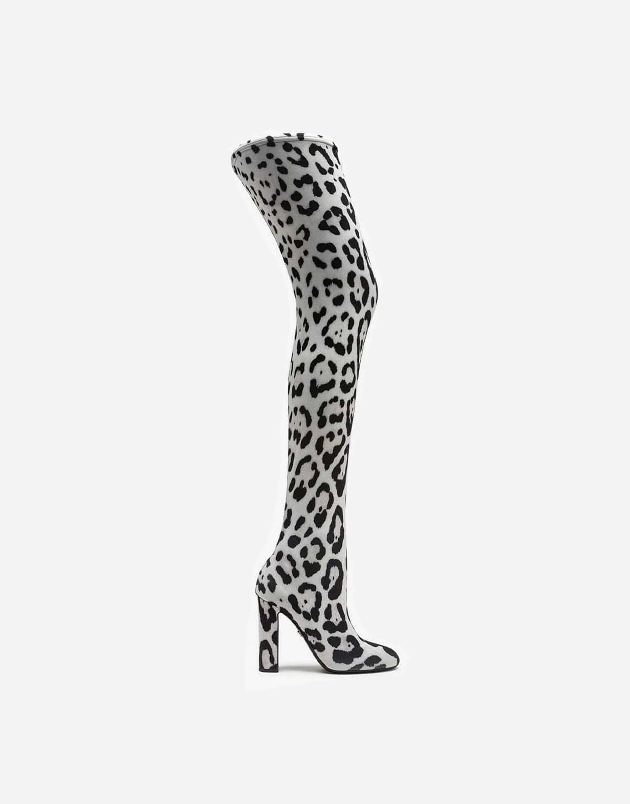 Dolce & Gabbana Leopard Print Jersey Boots