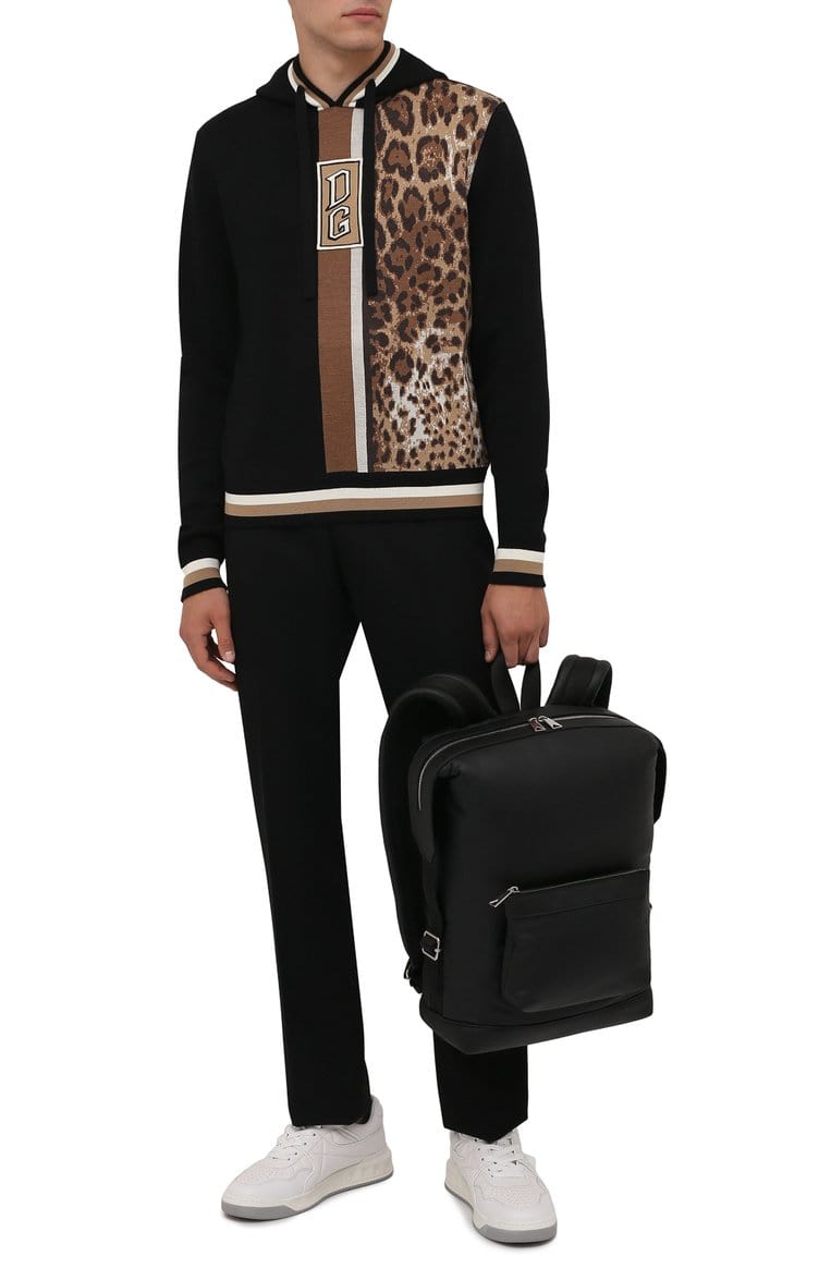 Dolce & Gabbana Leopard Print Jersey Wool Hoodie