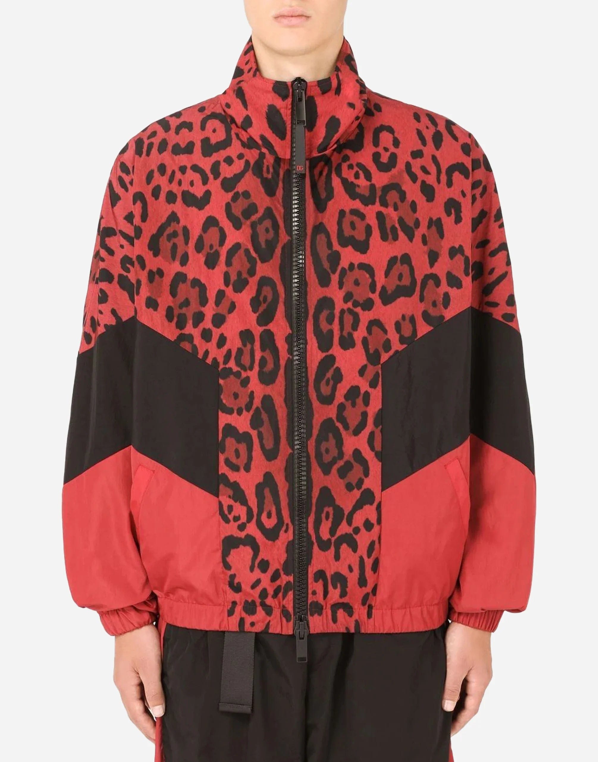 Leopard-Print Panelled Zip Jacket