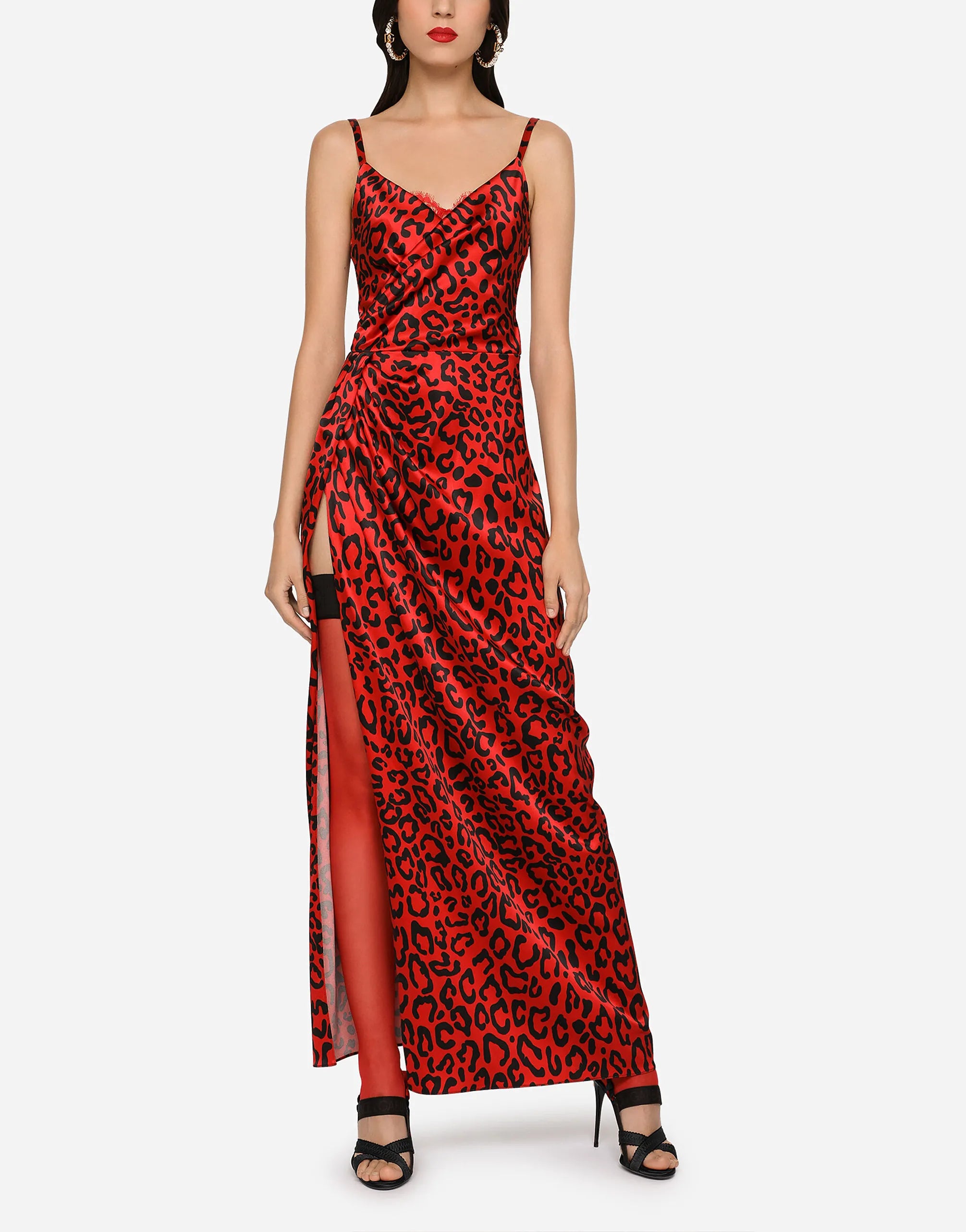 Dolce & Gabbana Dolce & Gabbana Leopard Print Satin Maxi Dress