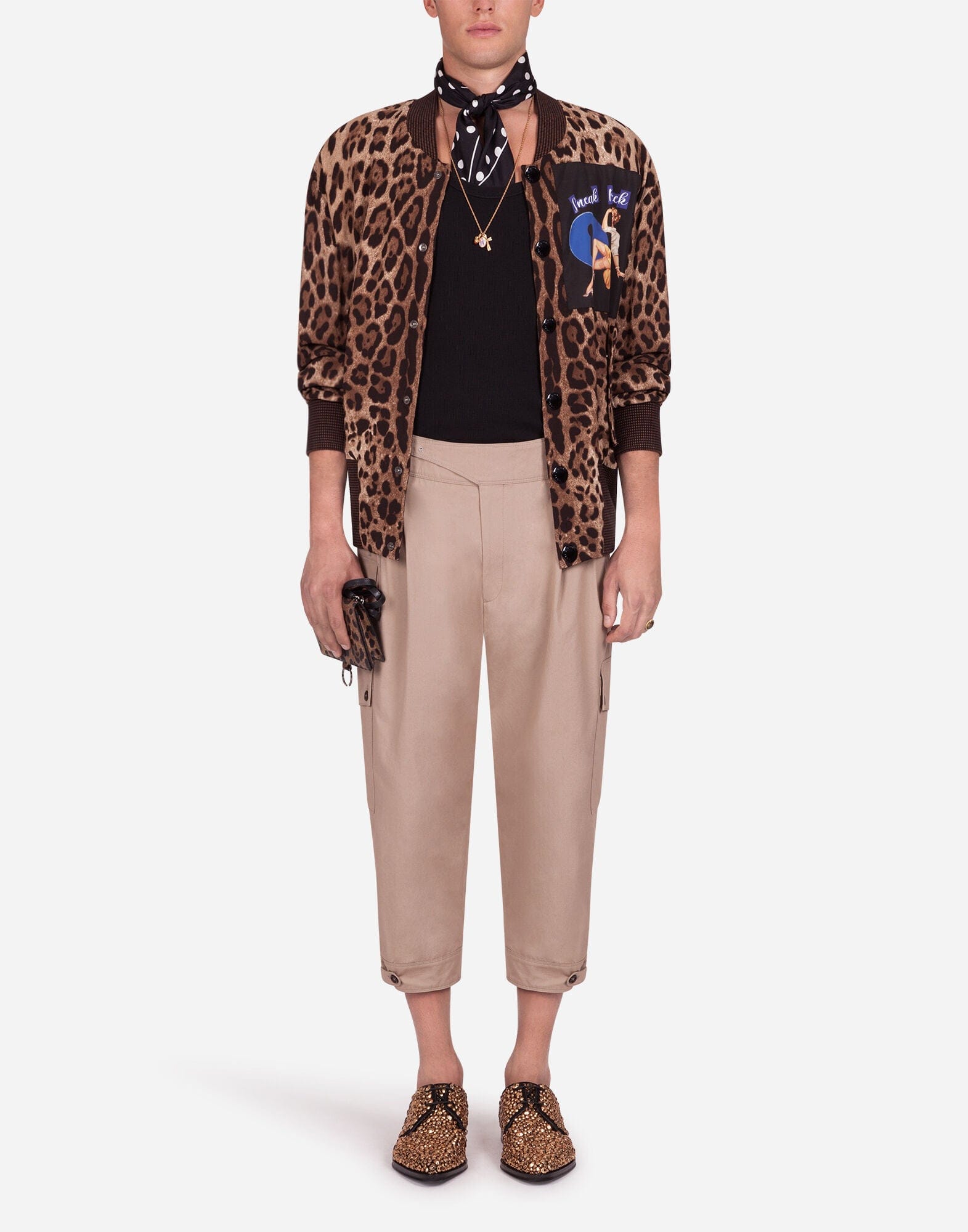 Dolce & Gabbana Leopard-Print Sneak Peak Patch Bomber Jacket