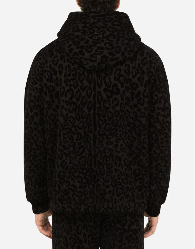 Dolce & Gabbana Leopard-Print Zip-Up Jersey Hoodie