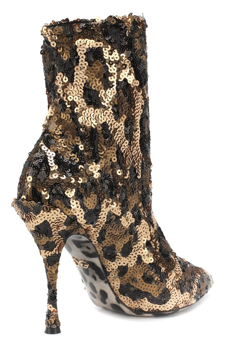 Dolce & Gabbana Leopard Sequin-Embellished Booties