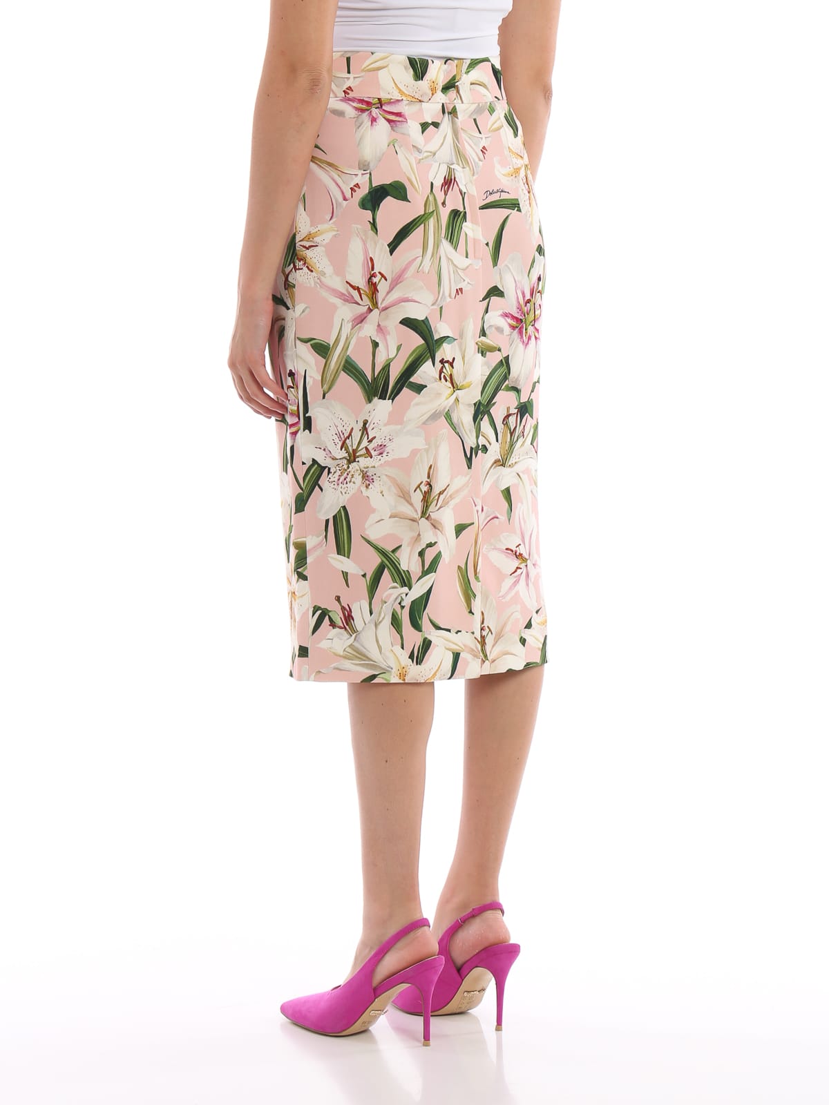 Dolce & Gabbana Dolce & Gabbana Lilium-Print Cady Pencil Skirt