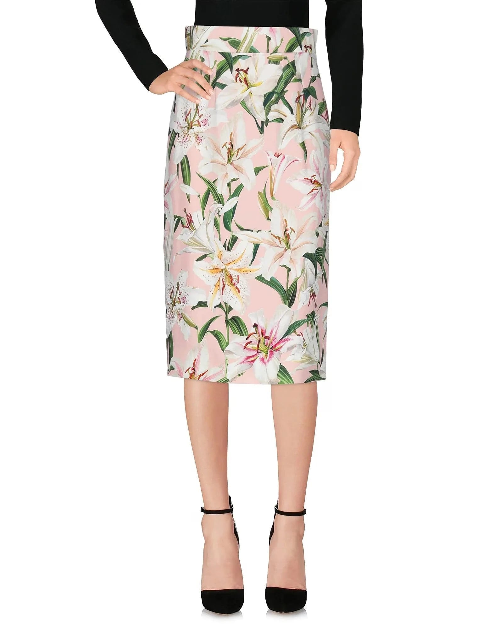 Dolce & Gabbana Lilium-Print Pencil Skirt