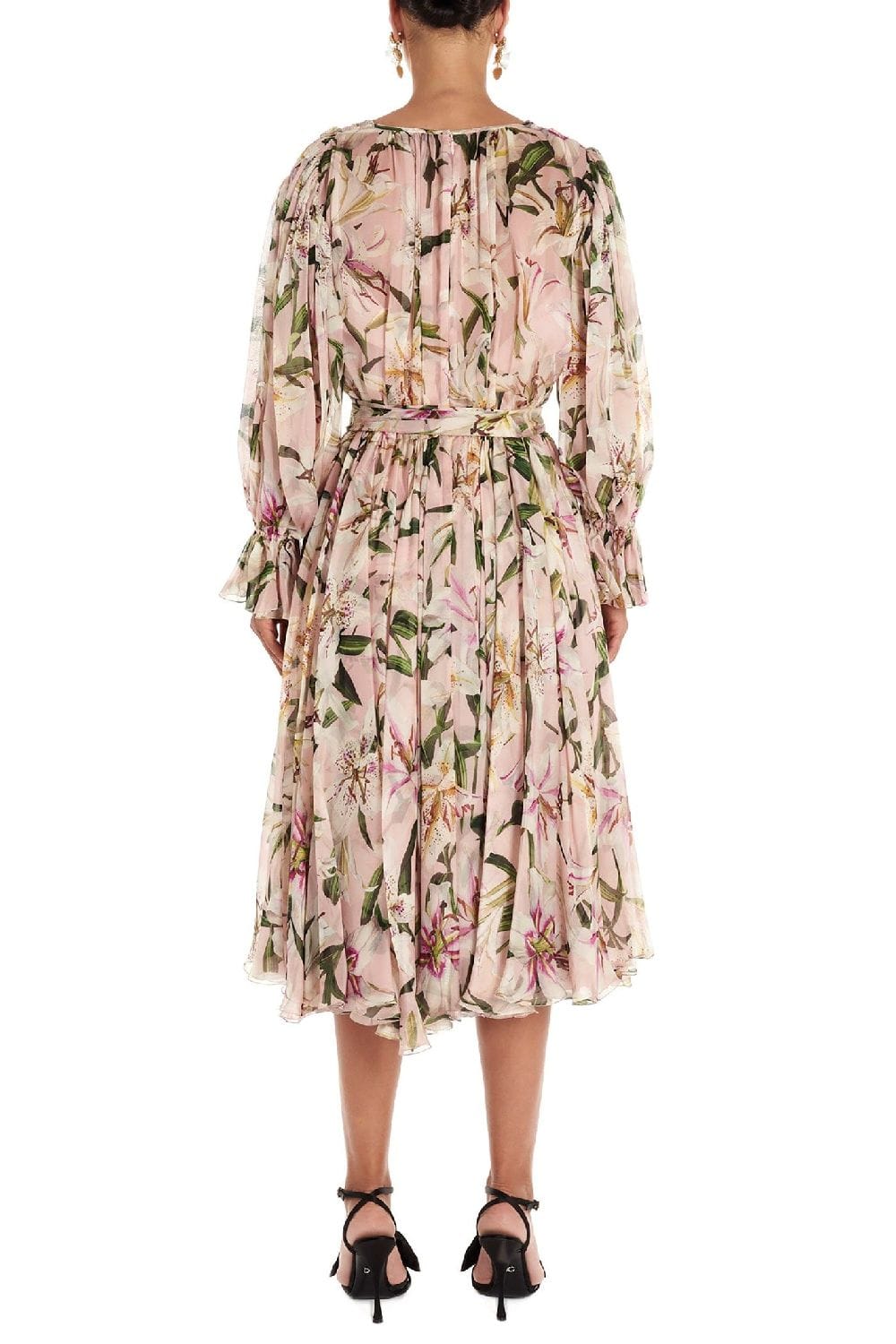 Dolce & Gabbana Lily-Print Tie Waist Dress