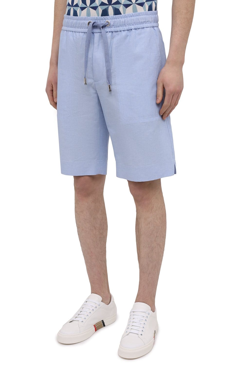 Dolce & Gabbana Linen-Cotton Blend Logo Shorts