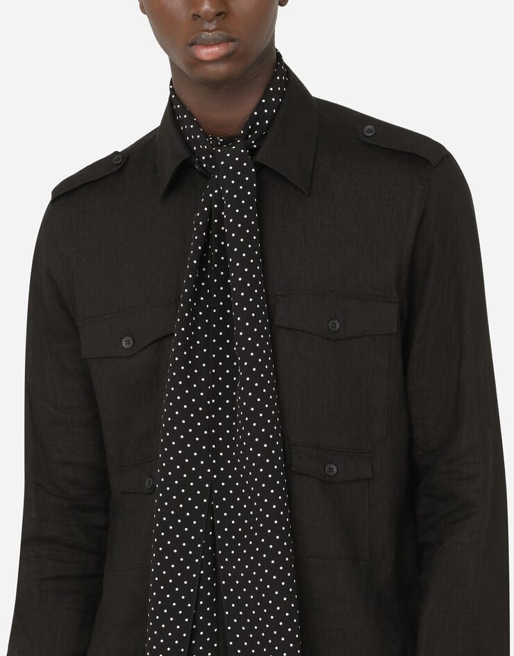 Dolce & Gabbana Linen Shirt With Silk Scarf