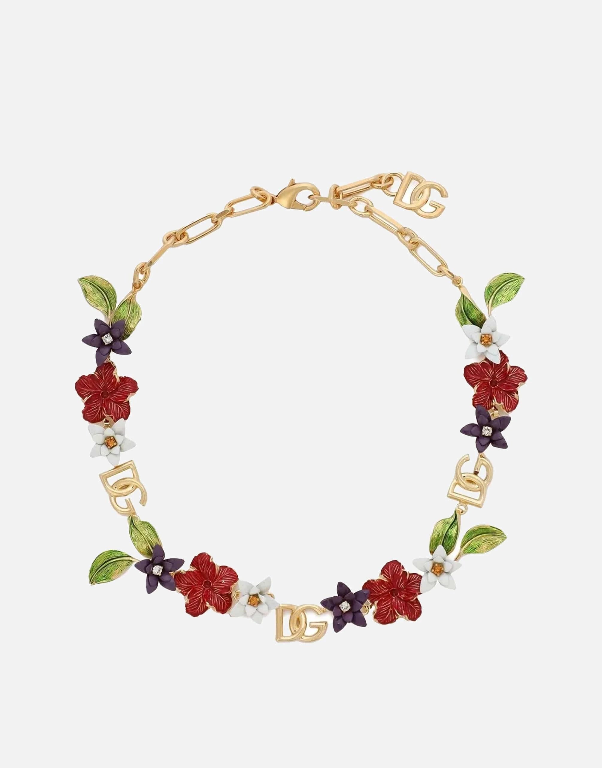 Dolce & Gabbana Logo-Detail Floral Necklace