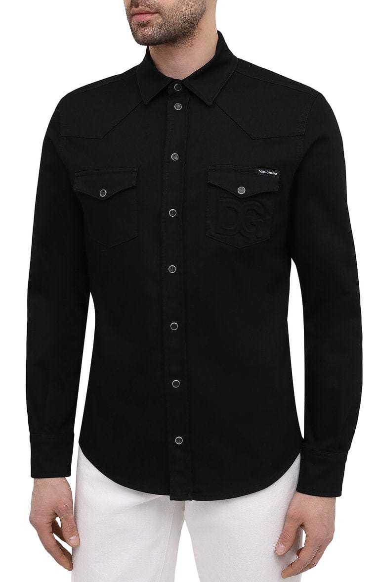 Dolce & Gabbana Logo-Embossed Denim Shirt