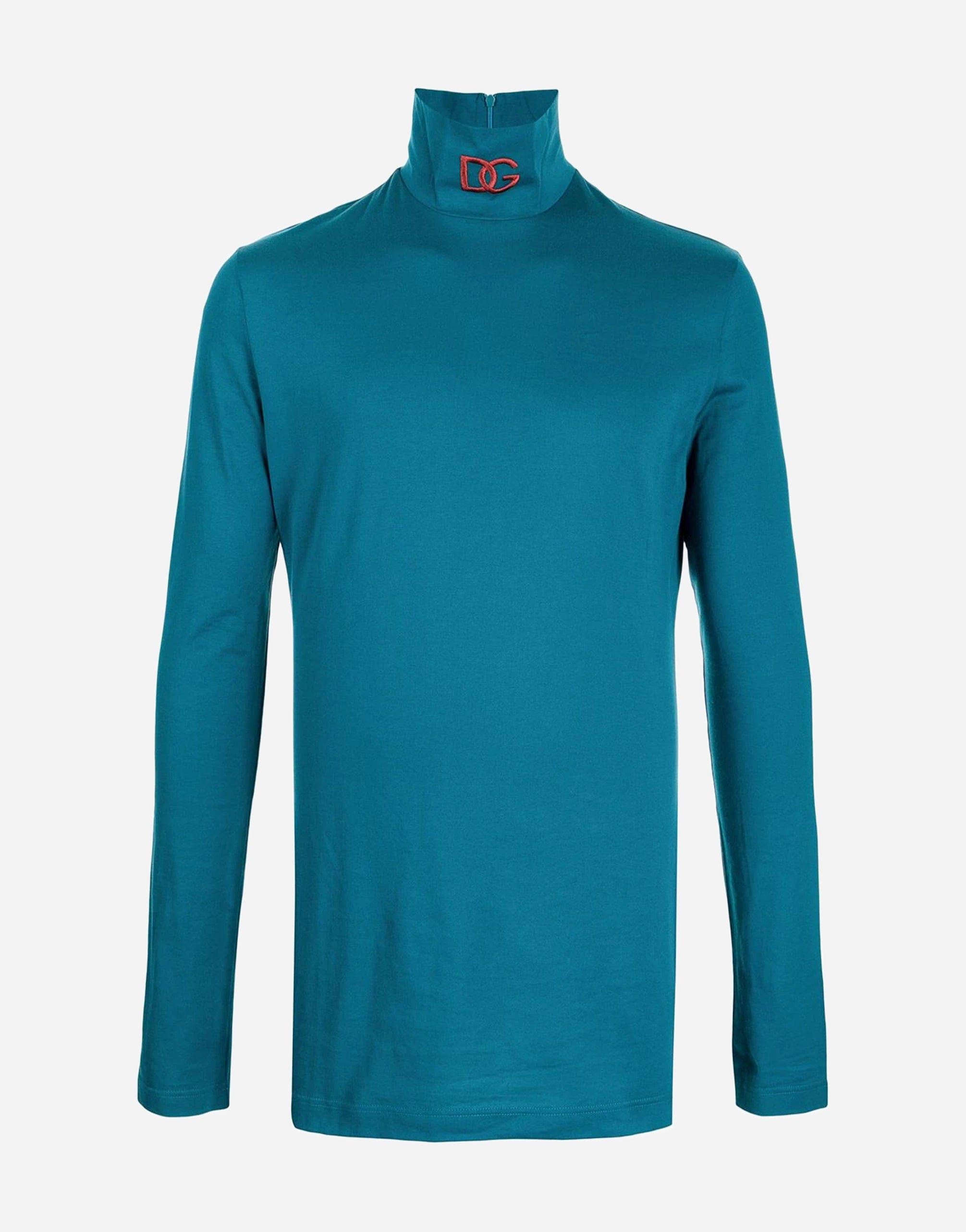 Dolce & Gabbana Logo-Embroidered Mock Turtleneck Top