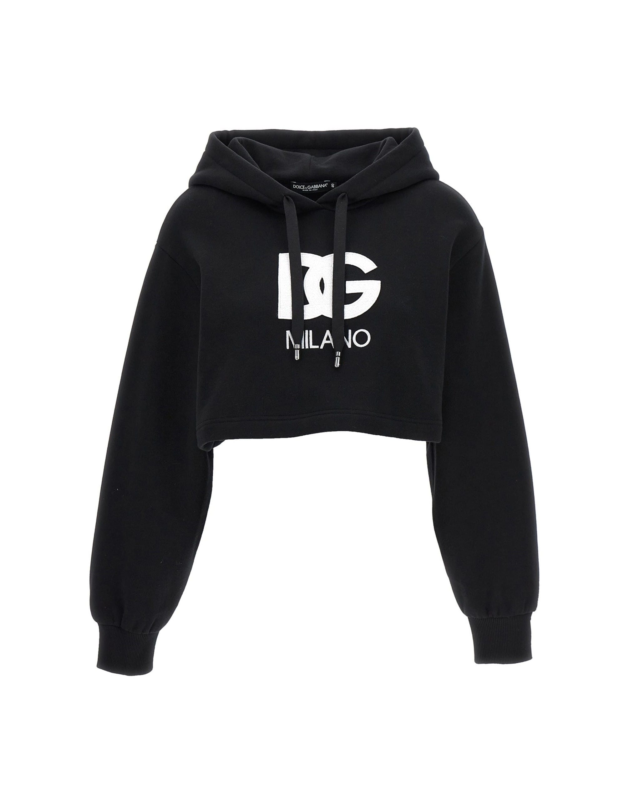Dolce & Gabbana Logo Embroidery Cropped Hoodie Hoodies