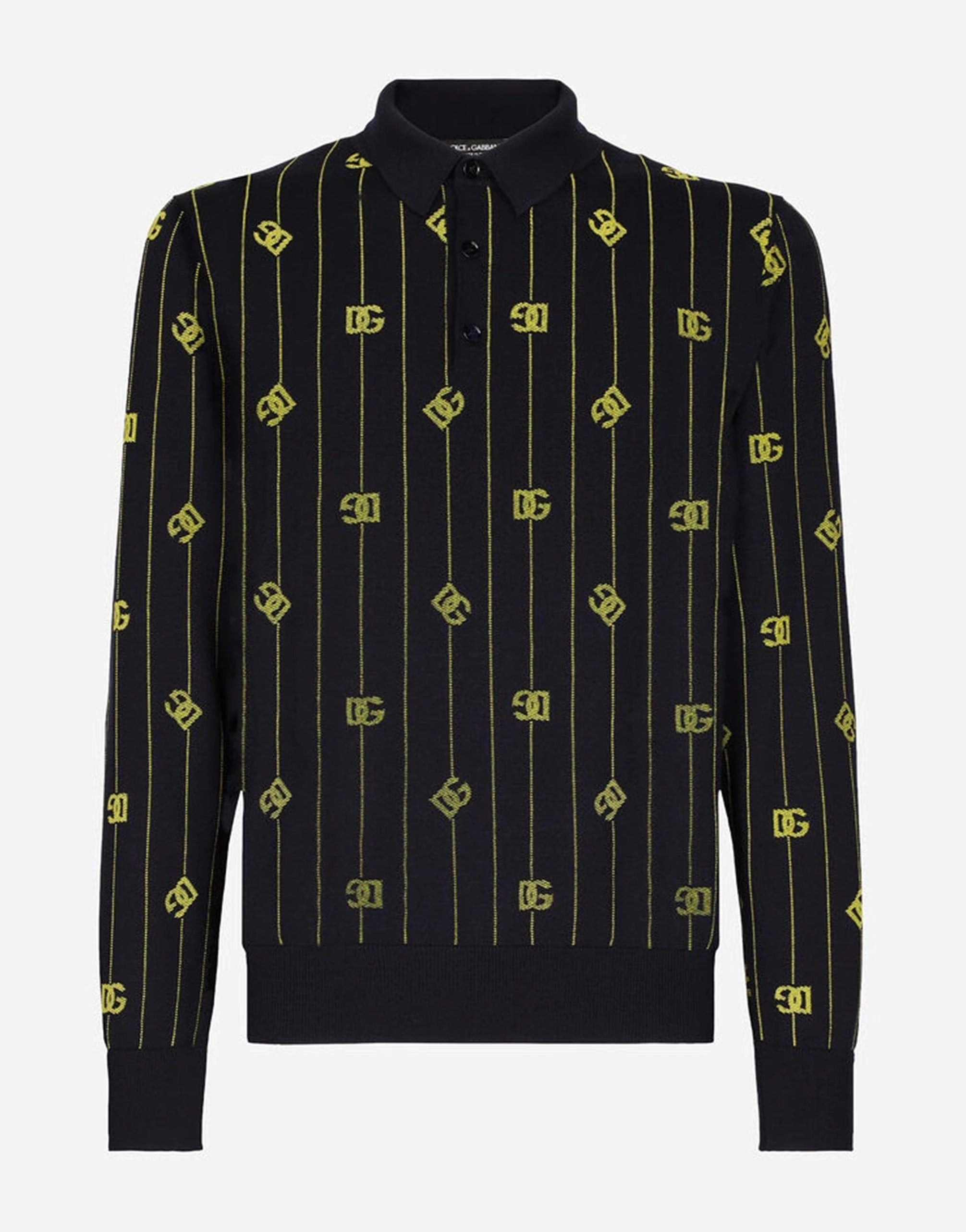 Dolce & Gabbana Logo-Jacquard Long-Sleeve Polo Shirt