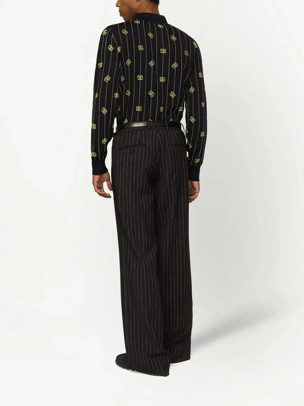 Dolce & Gabbana Logo-Jacquard Long-Sleeve Polo Shirt