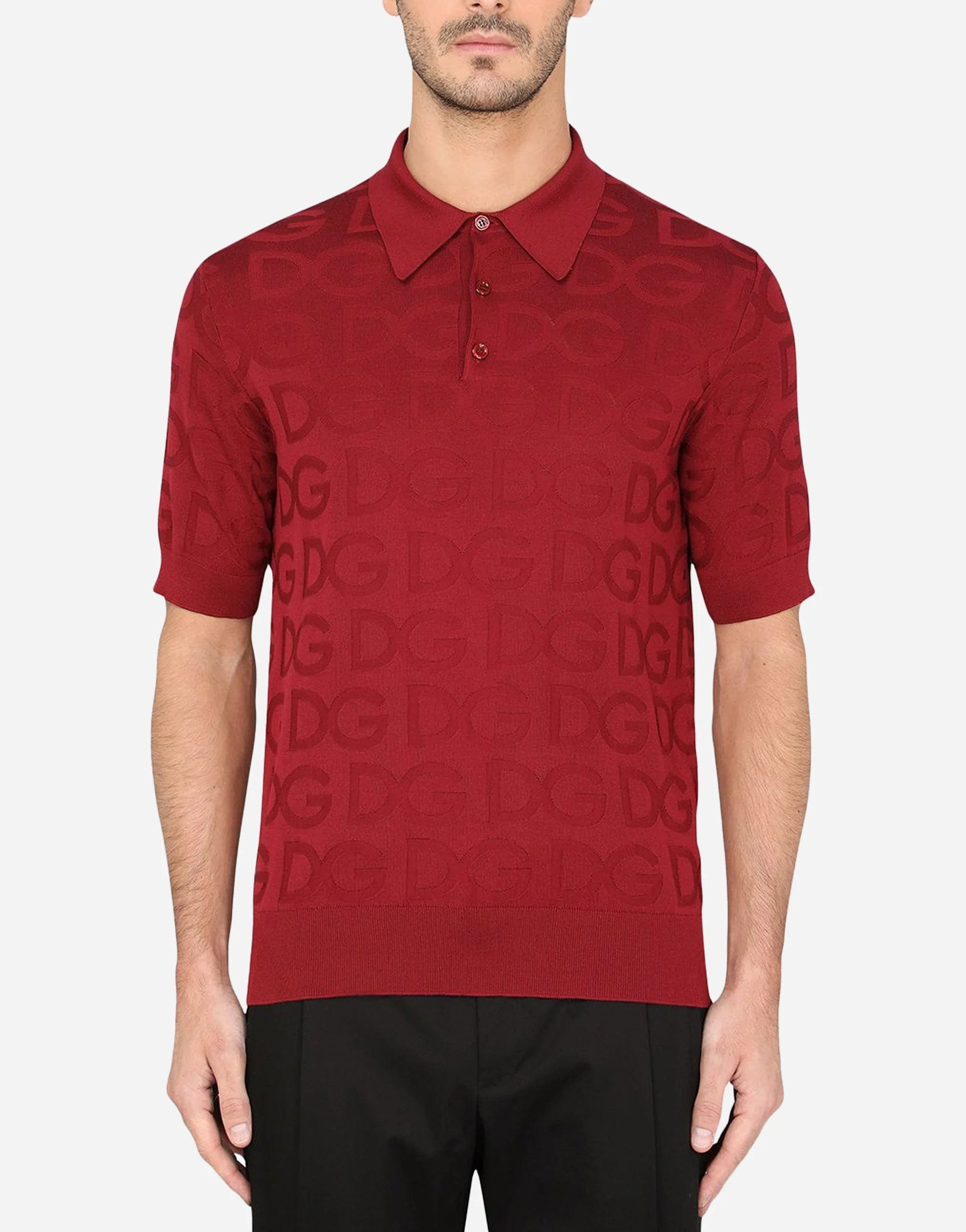 Dolce & Gabbana Logo-Jacquard Short-Sleeve Polo Shirt