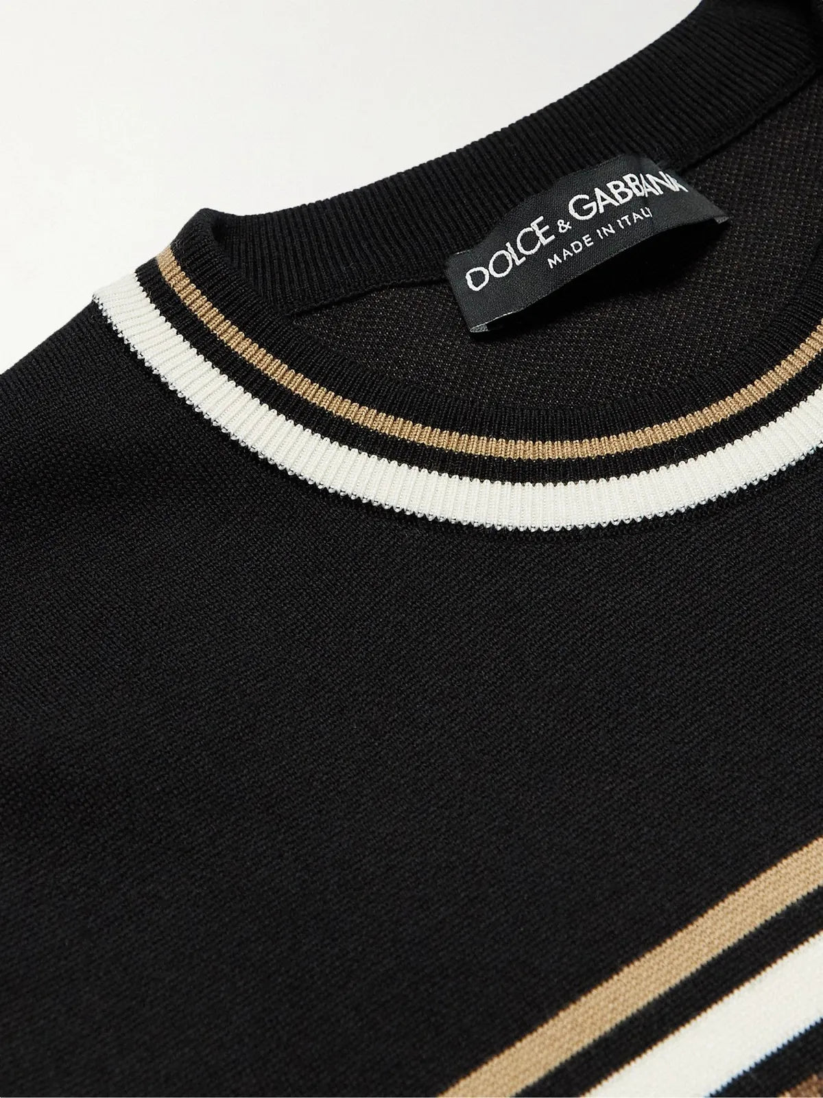 Dolce & Gabbana Dolce & Gabbana Logo-Jacquard Striped Sweater