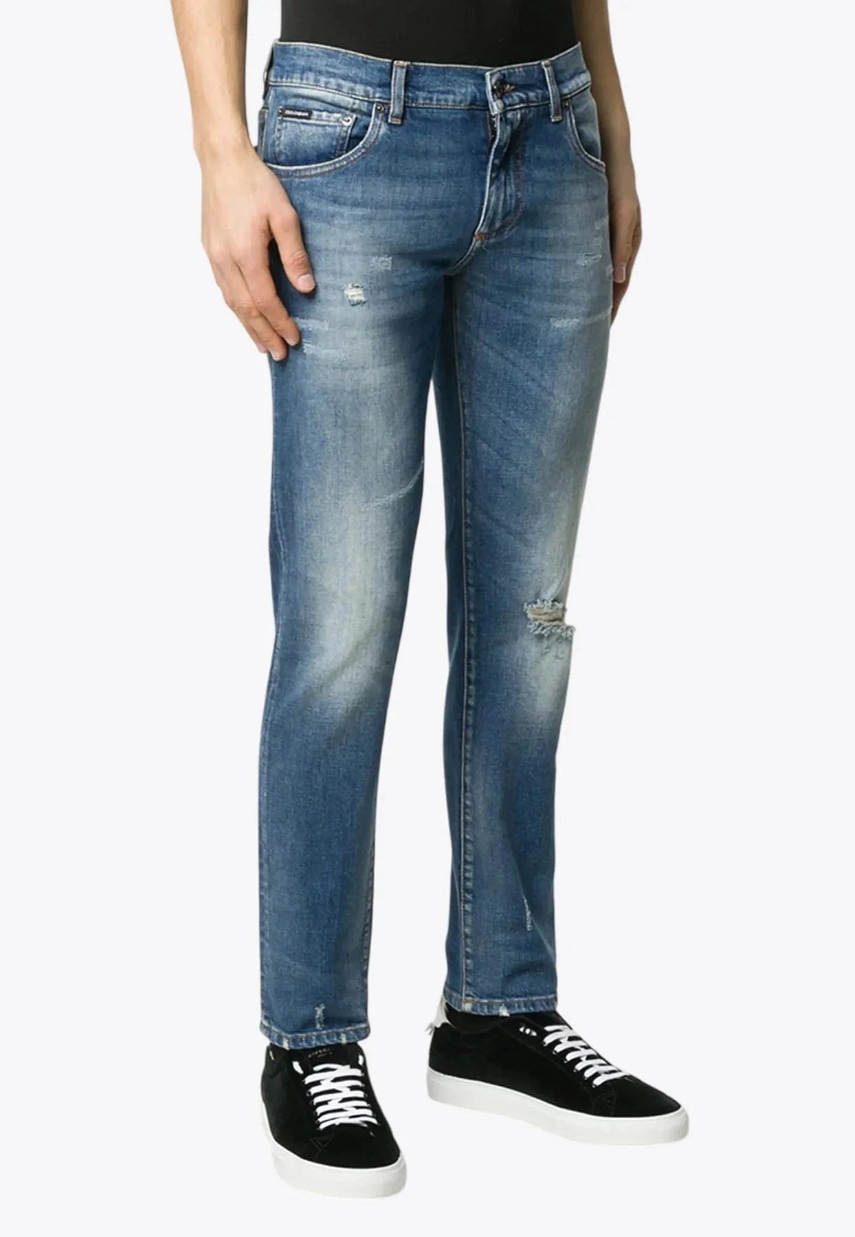 Dolce & Gabbana Logo-Patch Distressed Jeans