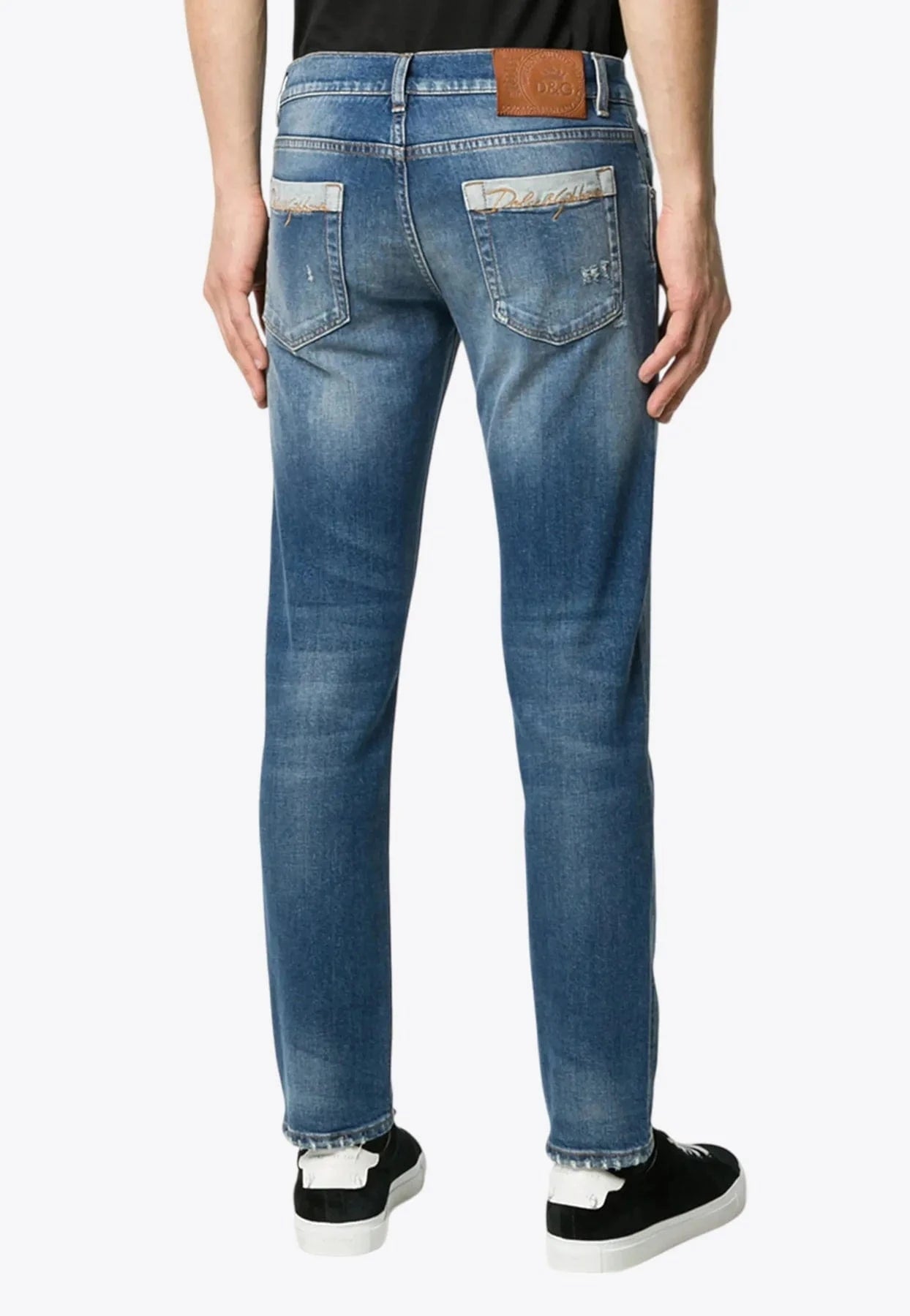 Dolce & Gabbana Logo-Patch Distressed Jeans